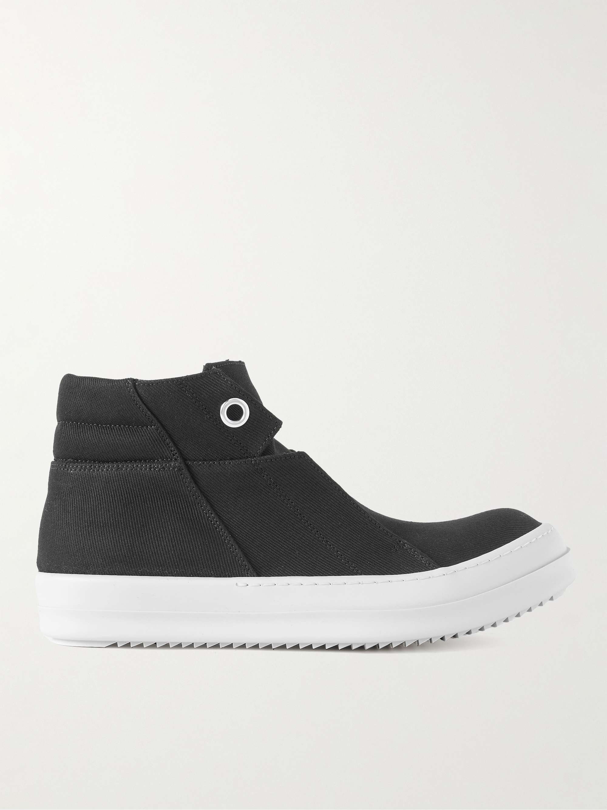 DRKSHDW Denim High Top Sneakers in Black - Rick Owens