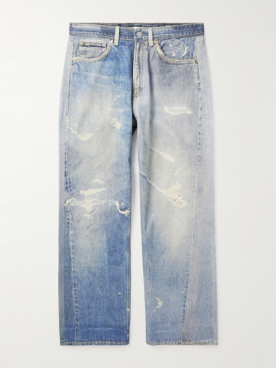 Our Legacy Mens Digital Denim Print Third Cut Faded-wash Denim Jeans In Blue