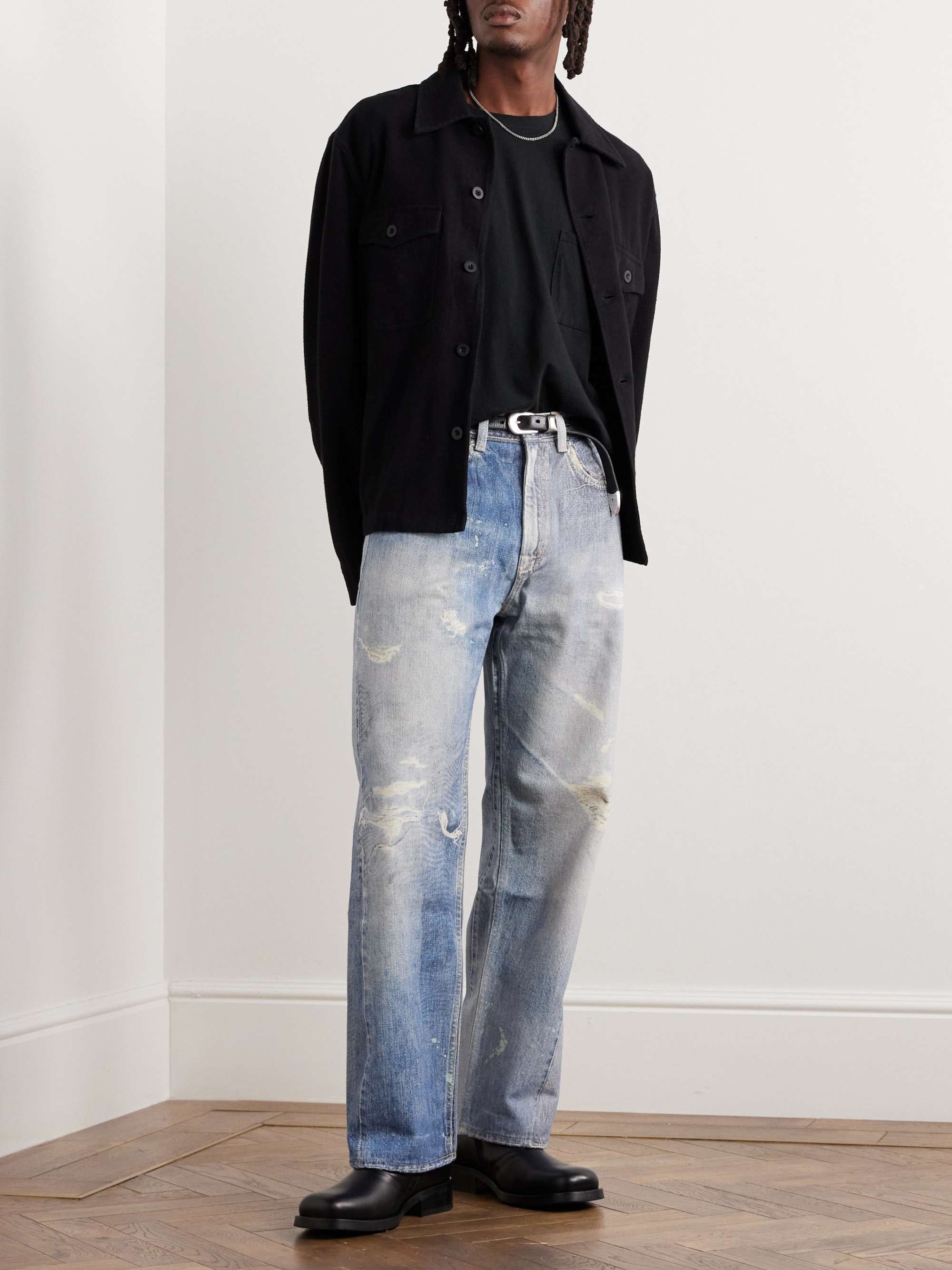 Third Cut Straight-Leg Printed Jeans