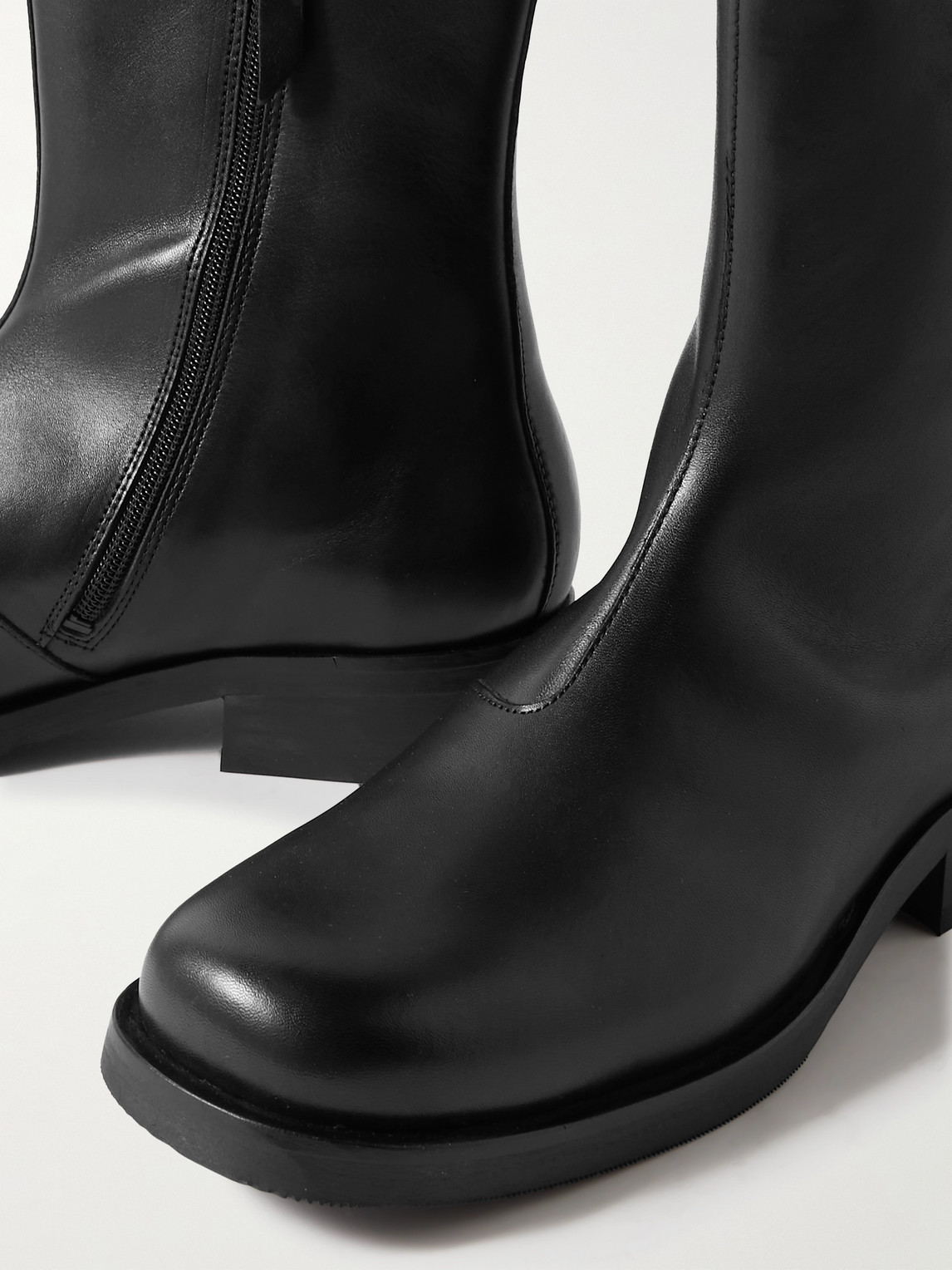 Our Legacy Ankle Boots With Smooth Leather Finish And Side Zipper In Black