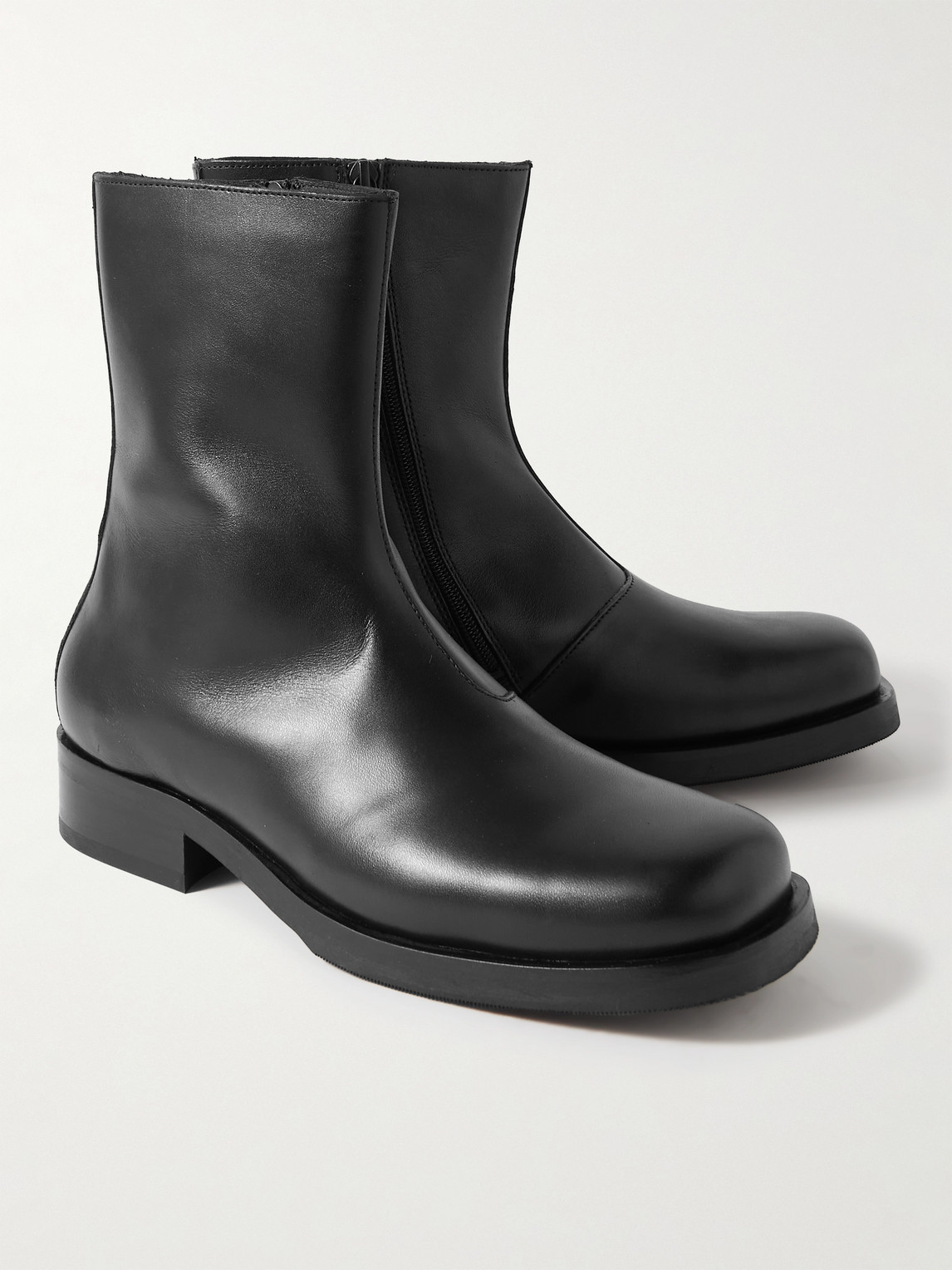 Our Legacy Ankle Boots With Smooth Leather Finish And Side Zipper In Black