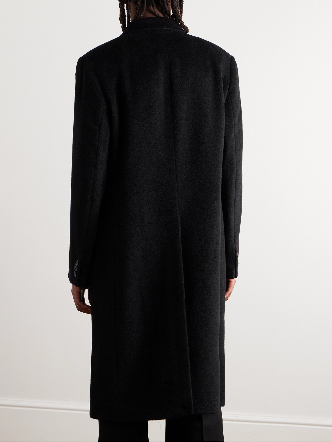 Our Legacy Whale Double-breasted Mohair-blend Coat In Black