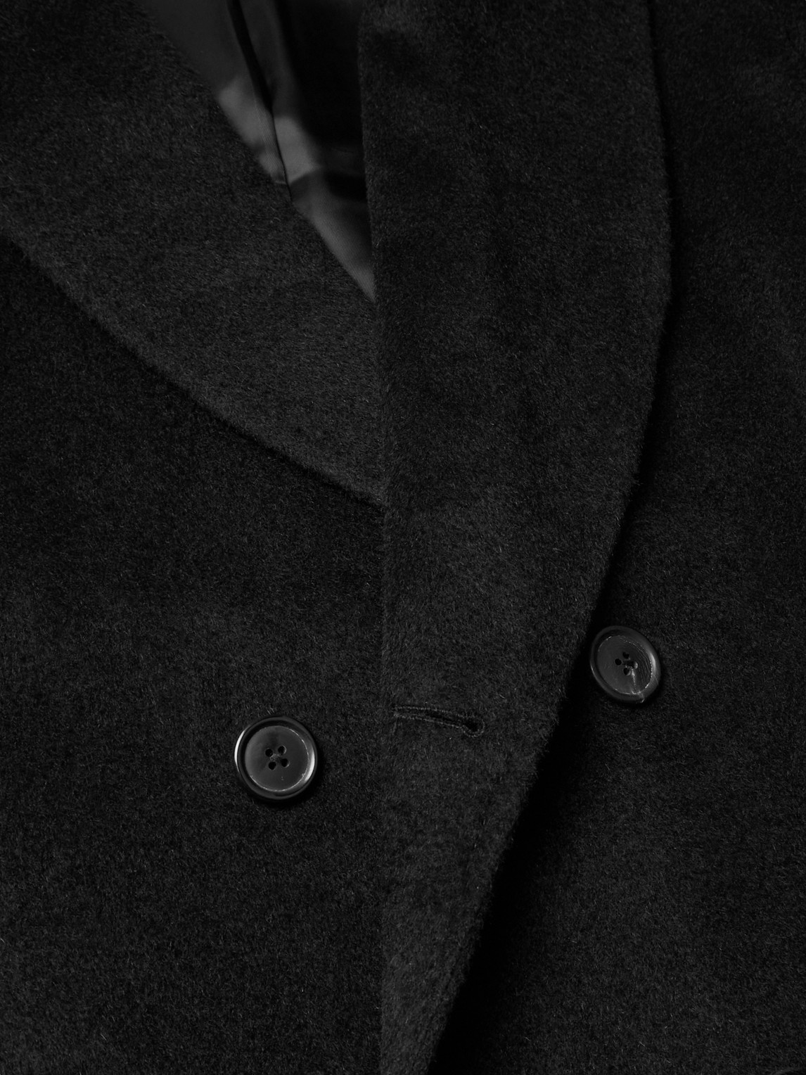 Our Legacy Whale Double-breasted Mohair-blend Coat In Black