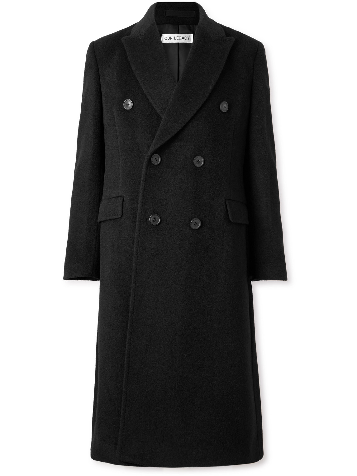 Our Legacy Whale Double-breasted Mohair-blend Coat In Black