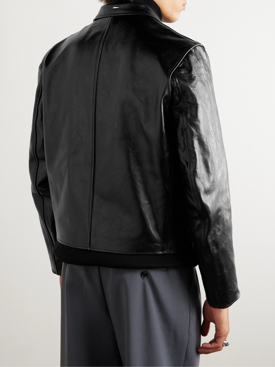 Shop Our Legacy Mini Leather Blouson Jacket In Black