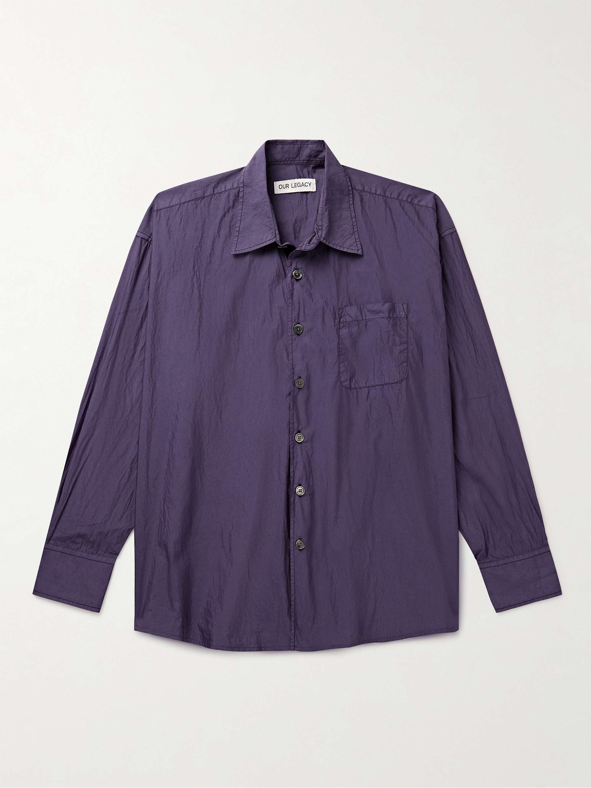 Borrowed Crinkled Cotton-Blend Shell Shirt