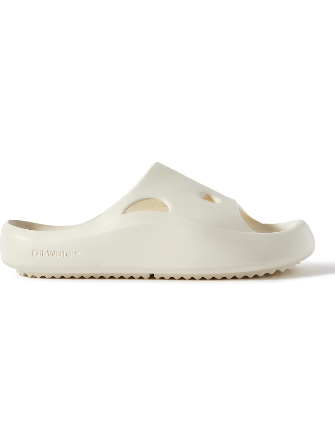 Off-white Meteor Cutout Rubber Slides In Neutrals