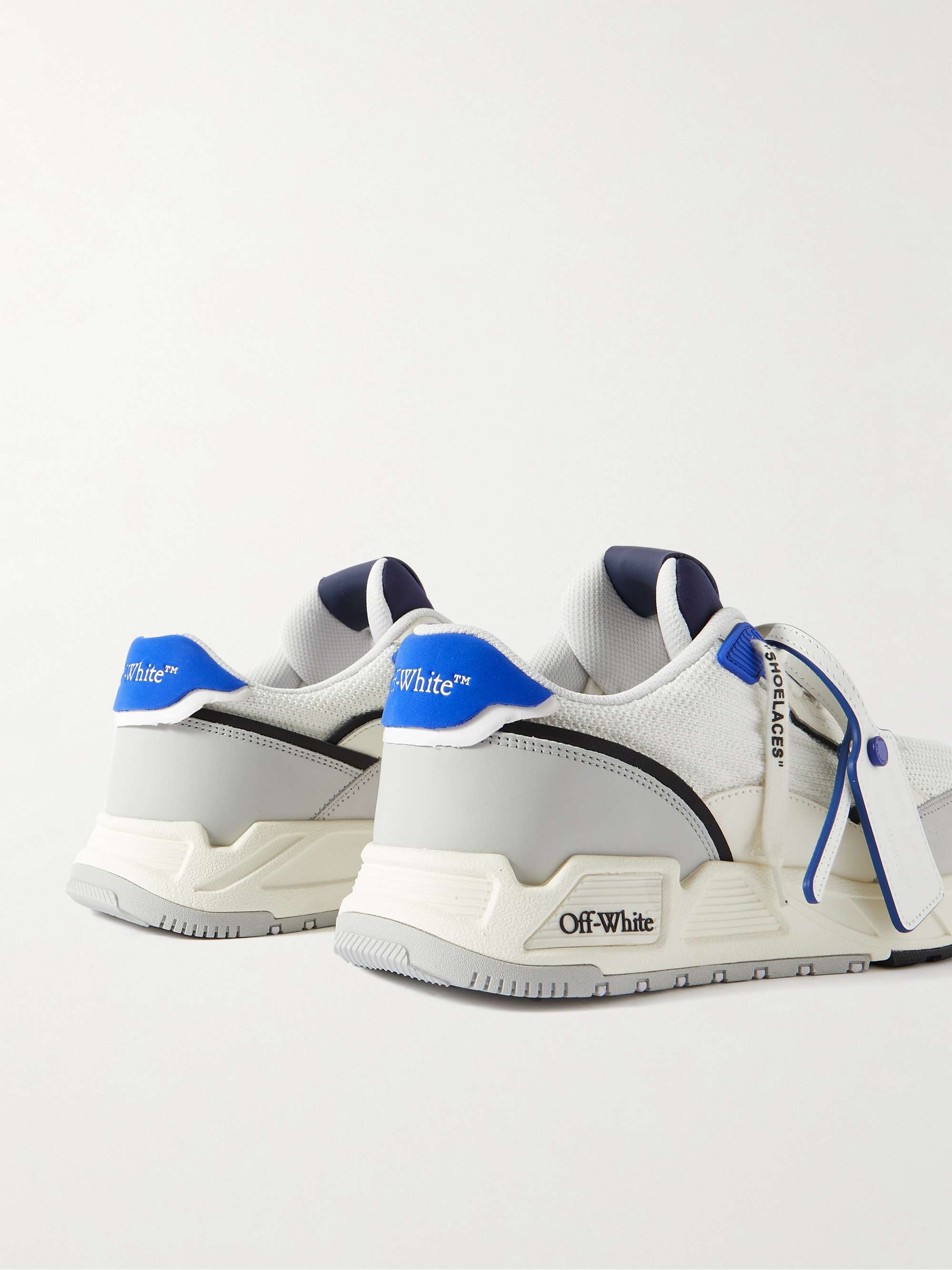 OFF-WHITE Kick Off Suede-Trimmed Leather and Mesh Sneakers for Men | MR ...