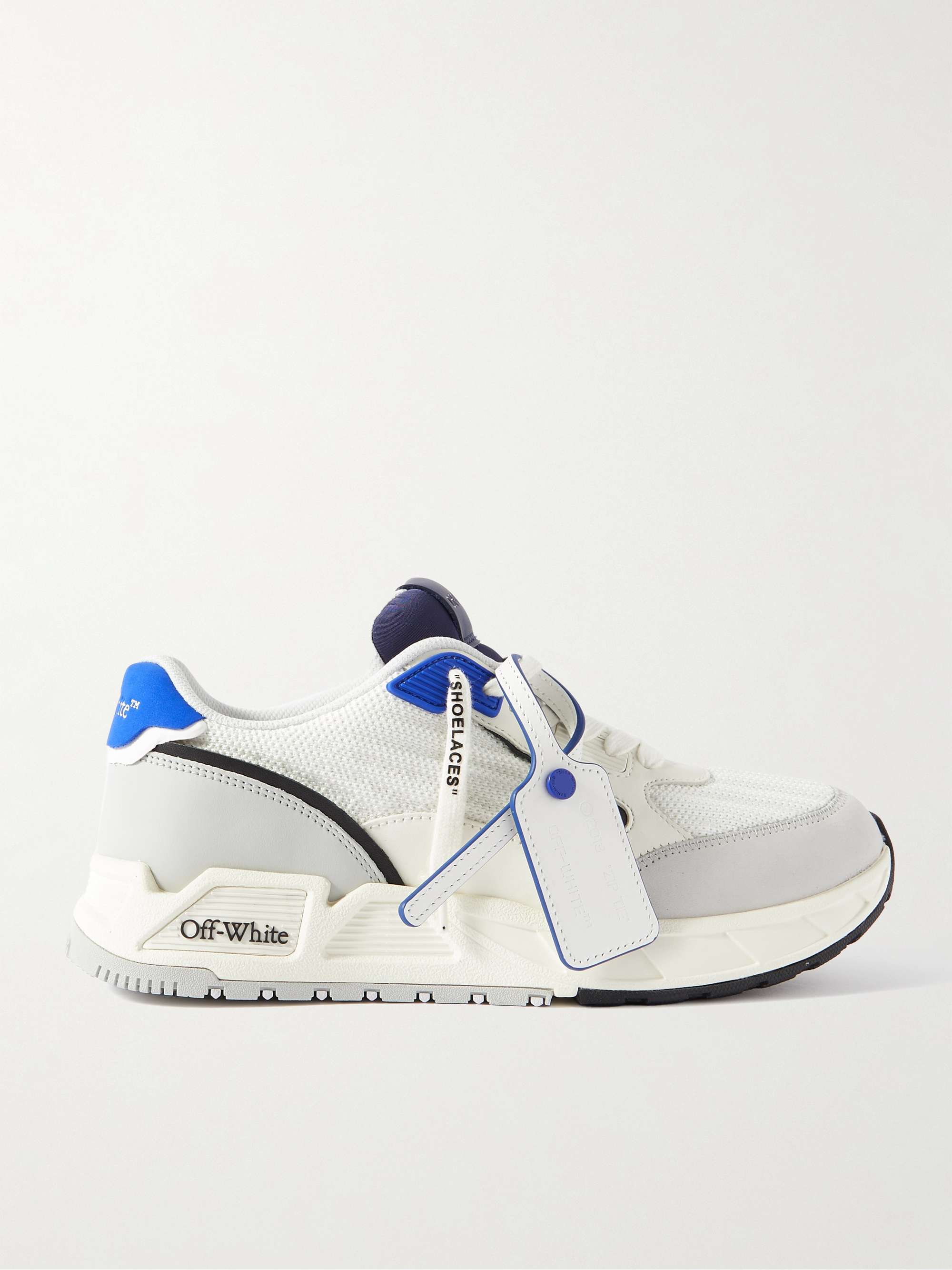 OFF-WHITE Kick Off Suede-Trimmed Leather and Mesh Sneakers for Men | MR ...