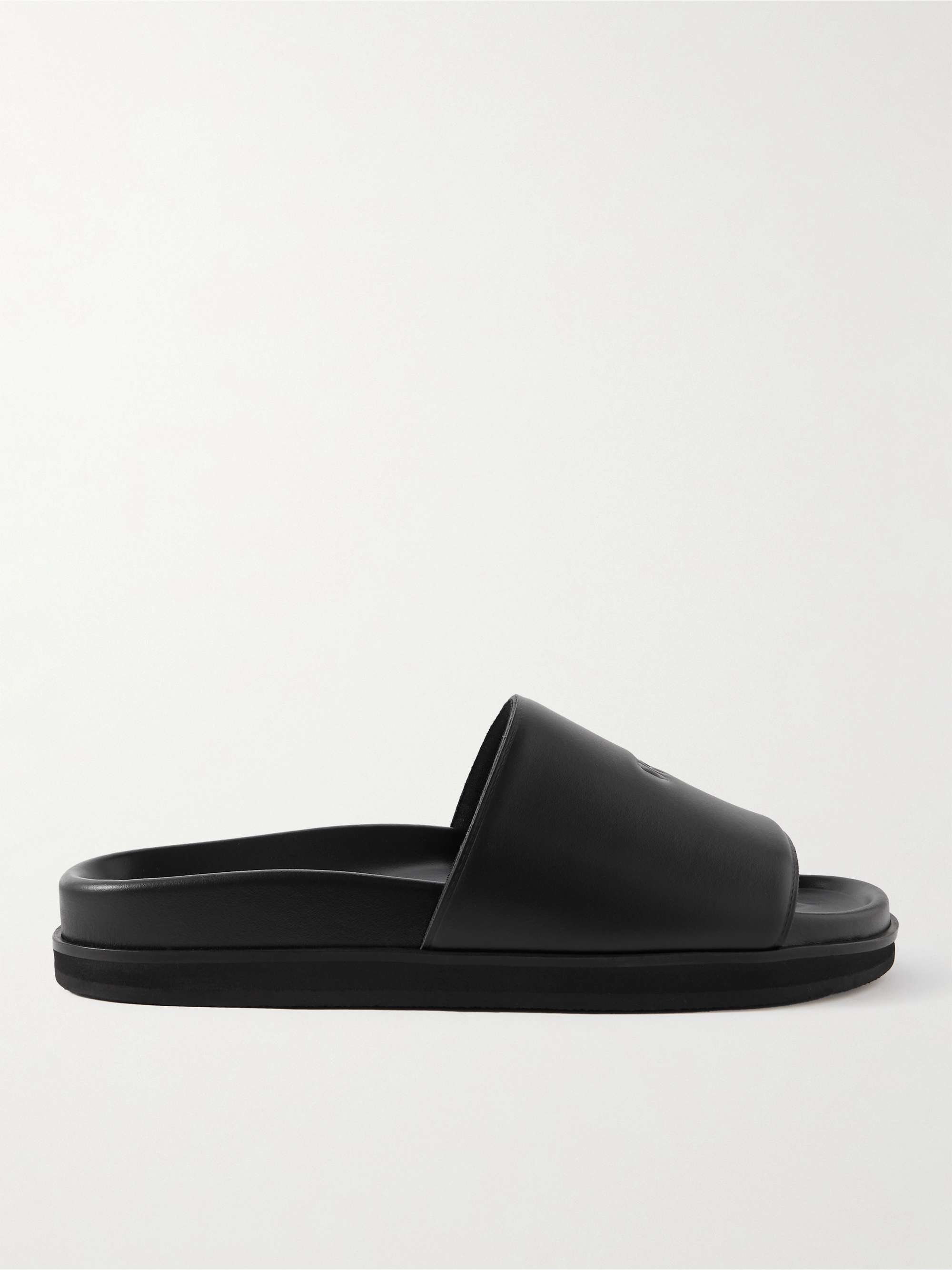 OFF-WHITE Logo-Debossed Leather Slides for Men | MR PORTER