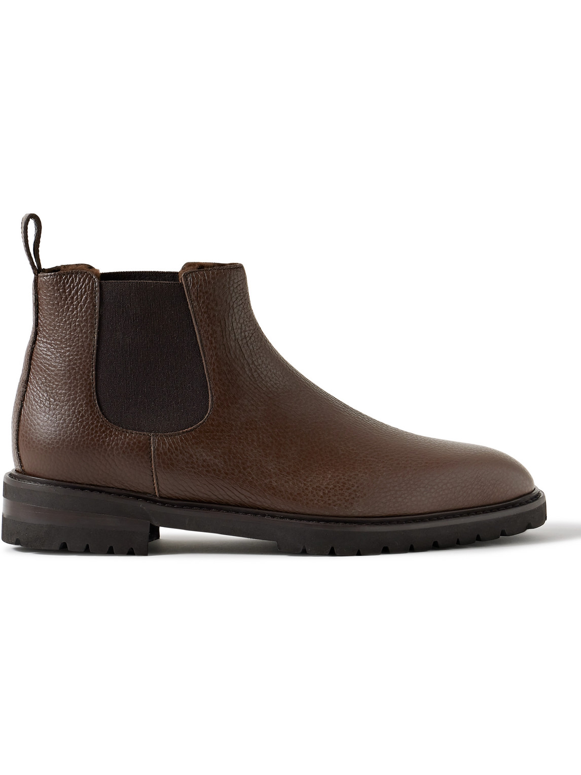 Manolo Blahnik Brompton Shearling-lined Full-grain Leather Chelsea Boots In Brown
