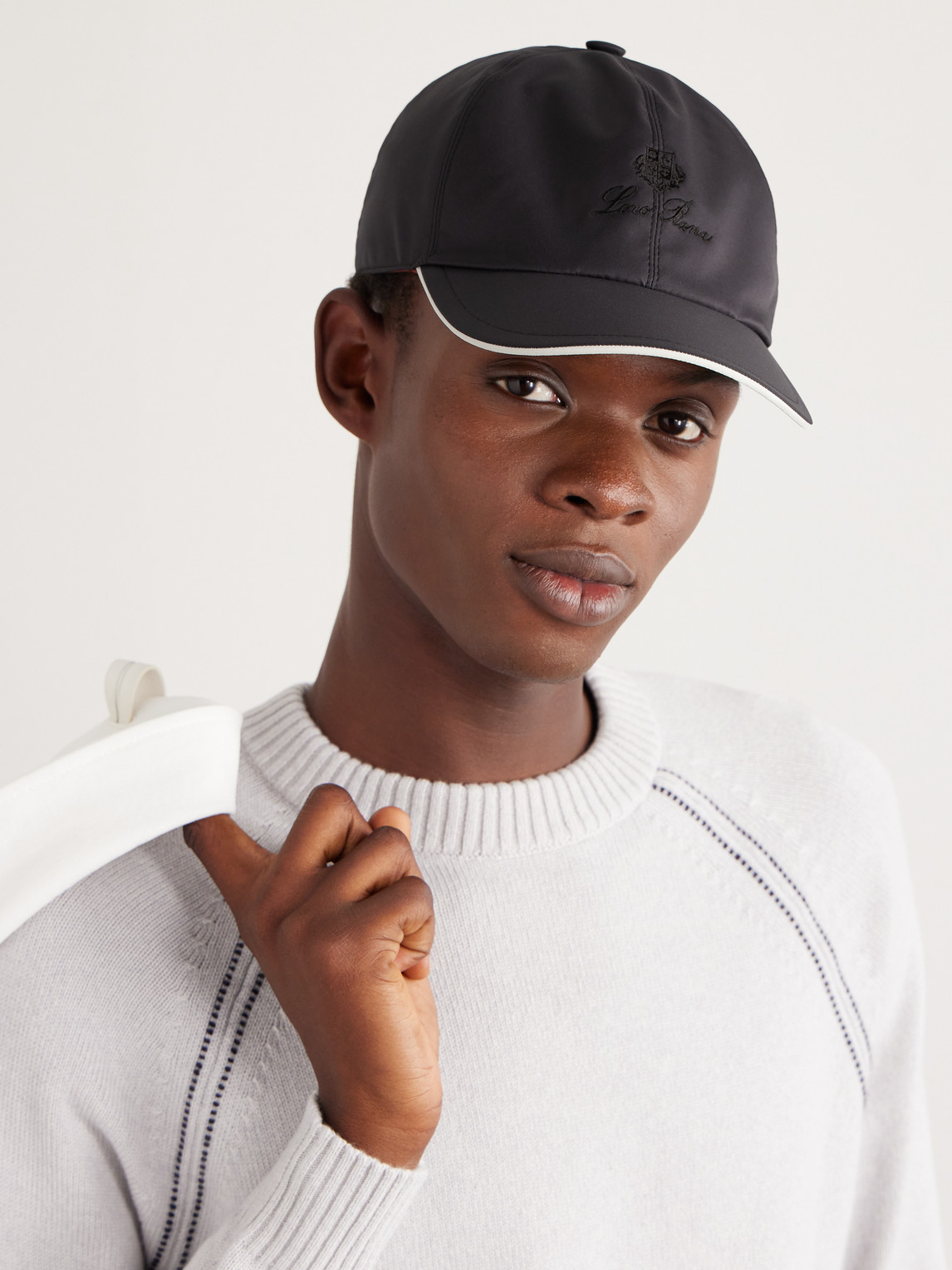 Shop Loro Piana Logo-embroidered Storm System® Shell Baseball Cap In Black