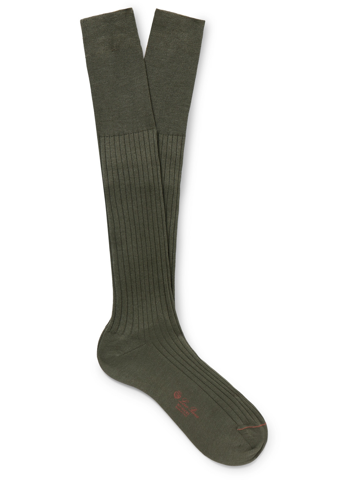 Loro Piana Ribbed Cashmere And Silk-blend Socks In Green