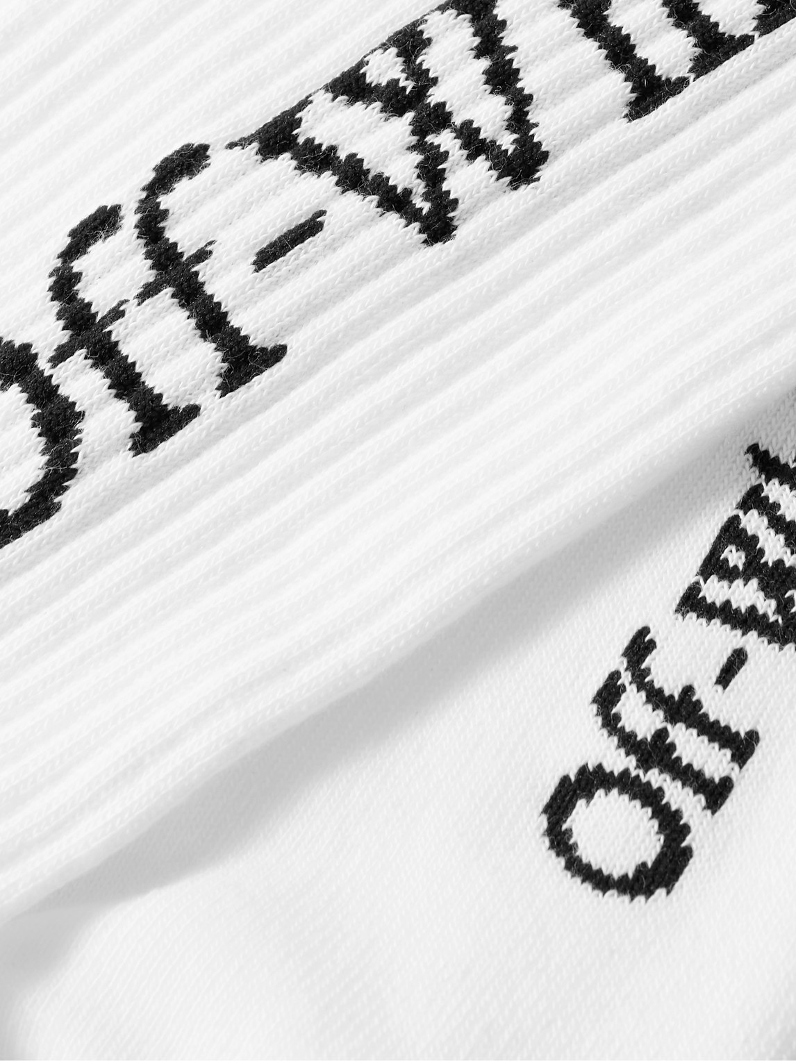 Shop Off-white Logo-jacquard Cotton-blend Socks In White