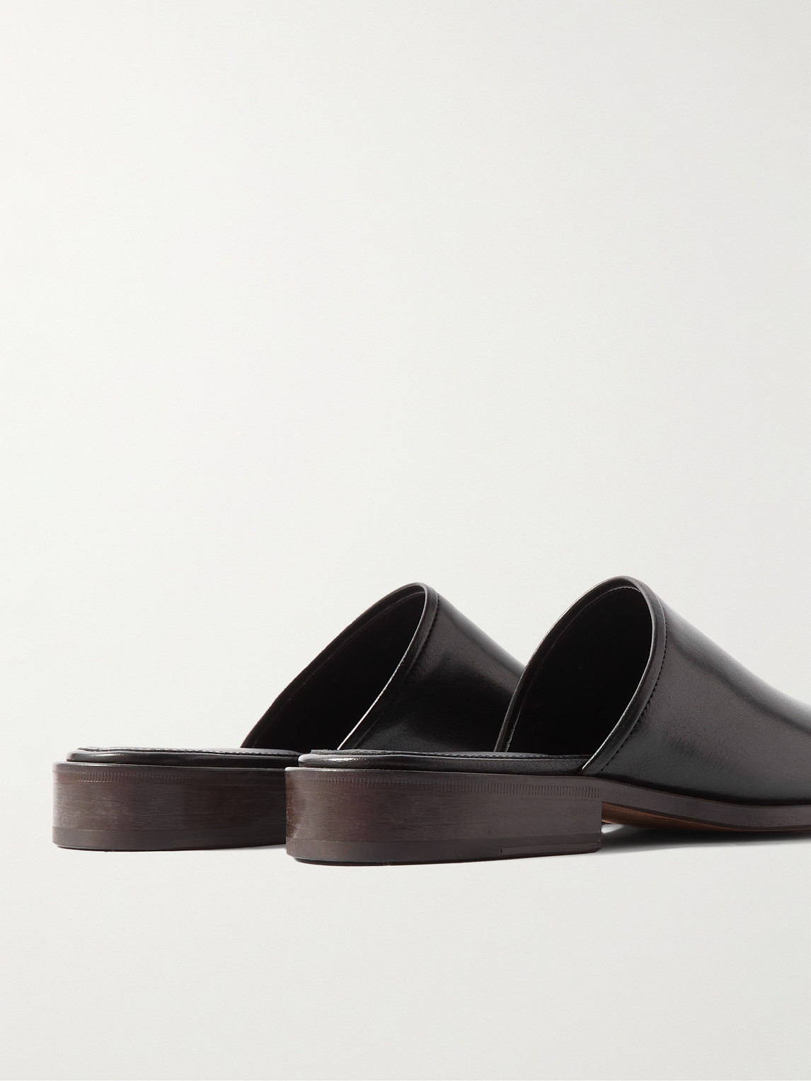Shop Lemaire Leather Mules In Black