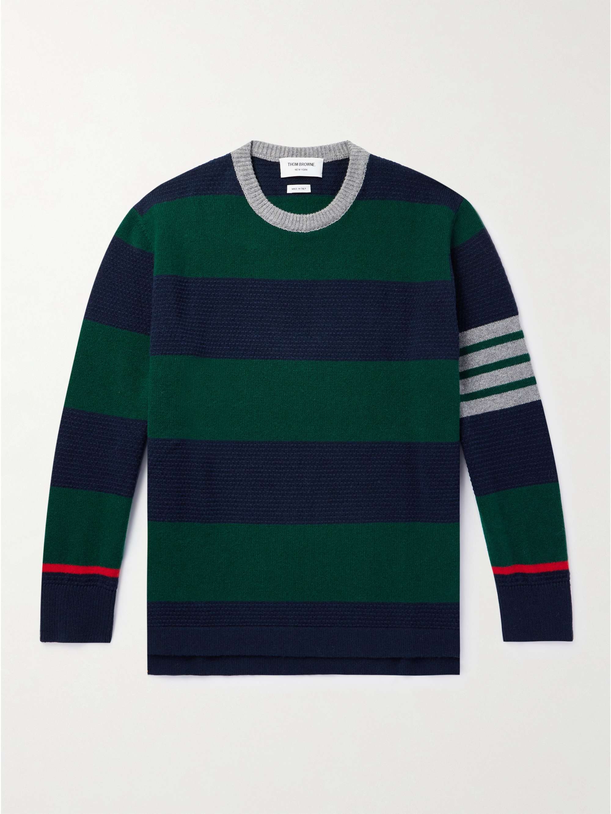 THOM BROWNE Slim-Fit Striped Wool Sweater for Men | MR PORTER