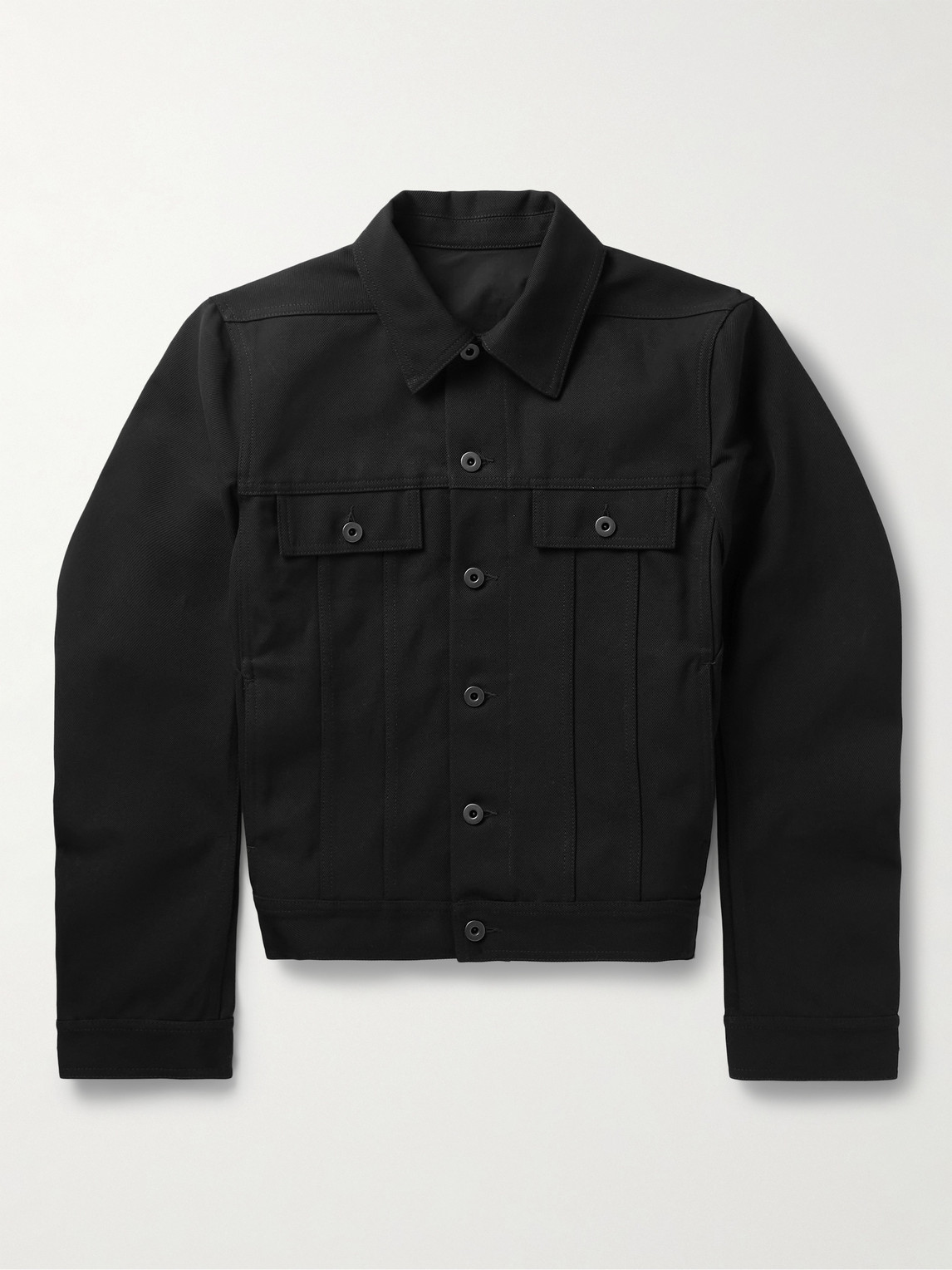Rick Owens Bonotto Slim-fit Cotton-drill Trucker Jacket In Black