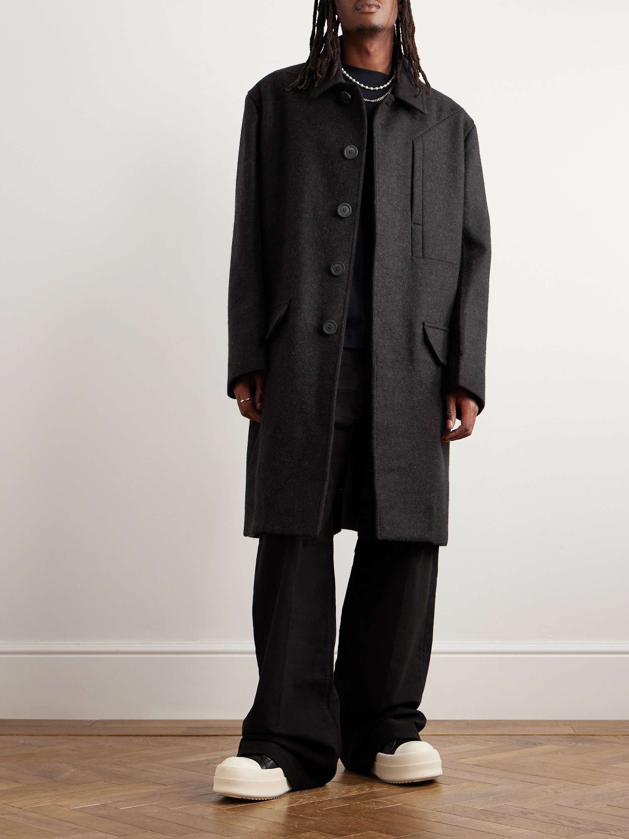 RICK OWENS Jumbo Mélange Wool-Felt Coat for Men | MR PORTER