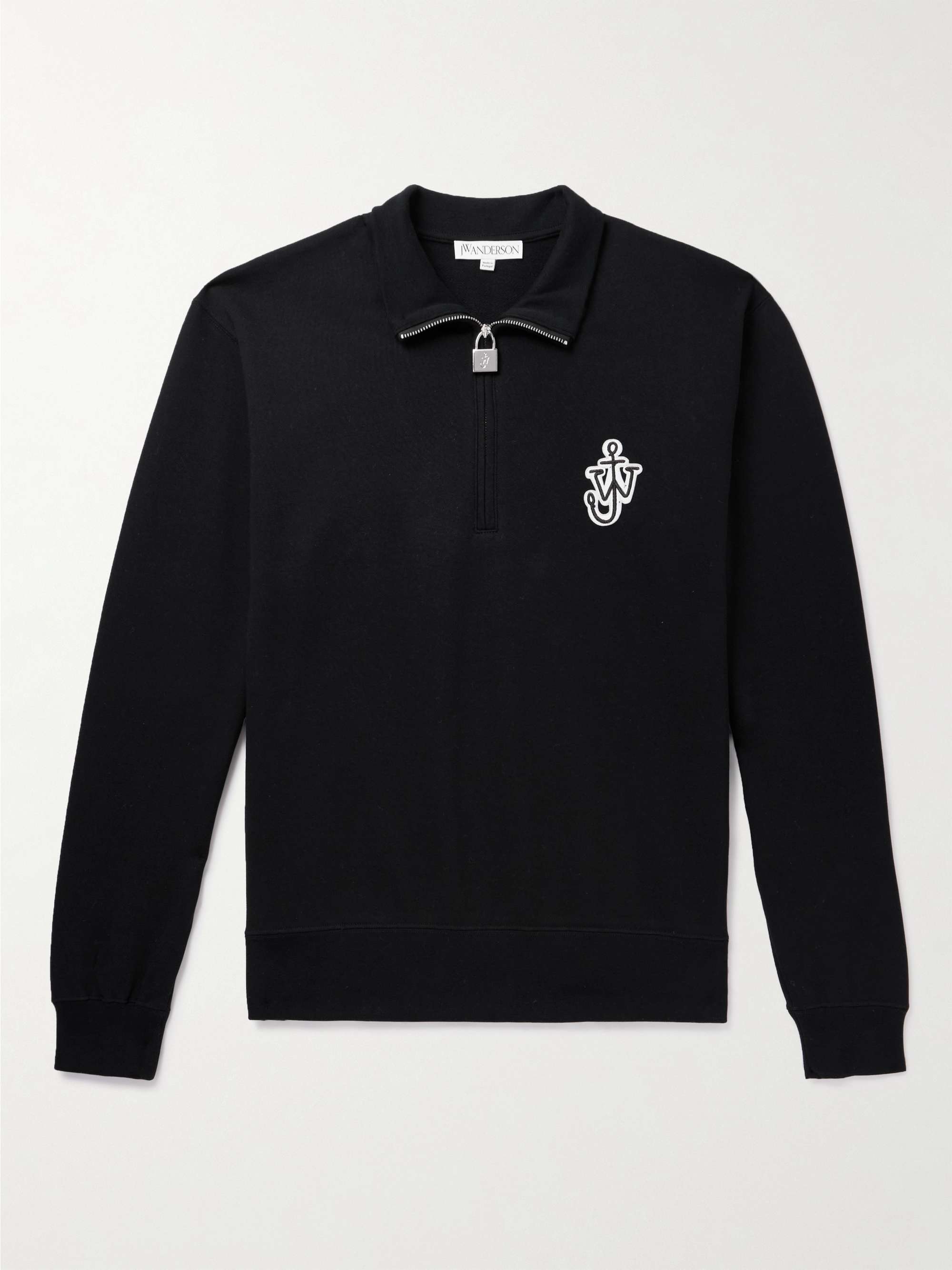 JW ANDERSON Logo-Appliquéd Cotton-Jersey Half-Zip Sweatshirt for Men ...