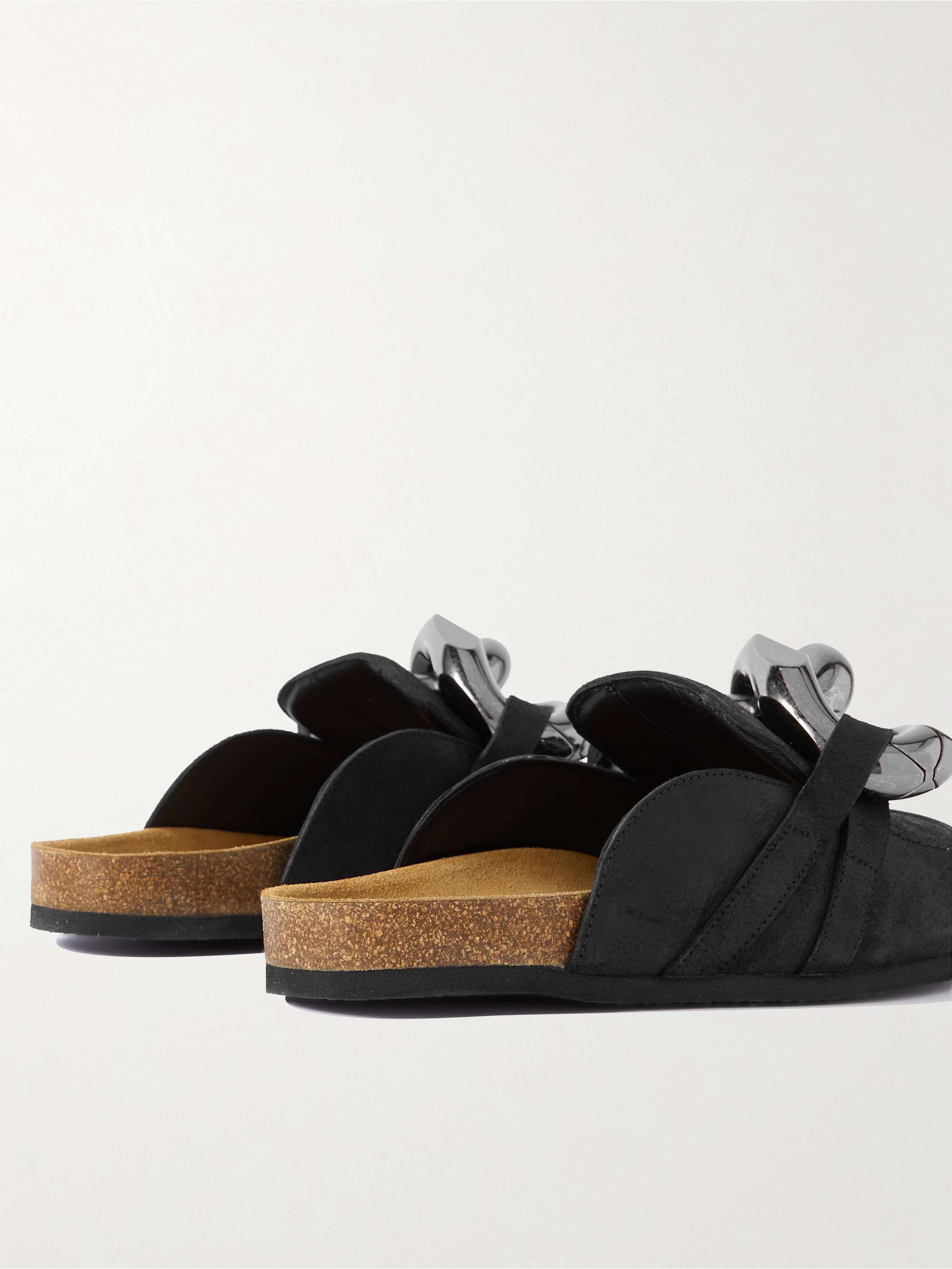 JW ANDERSON Chain-Embellished Leather Backless Loafers