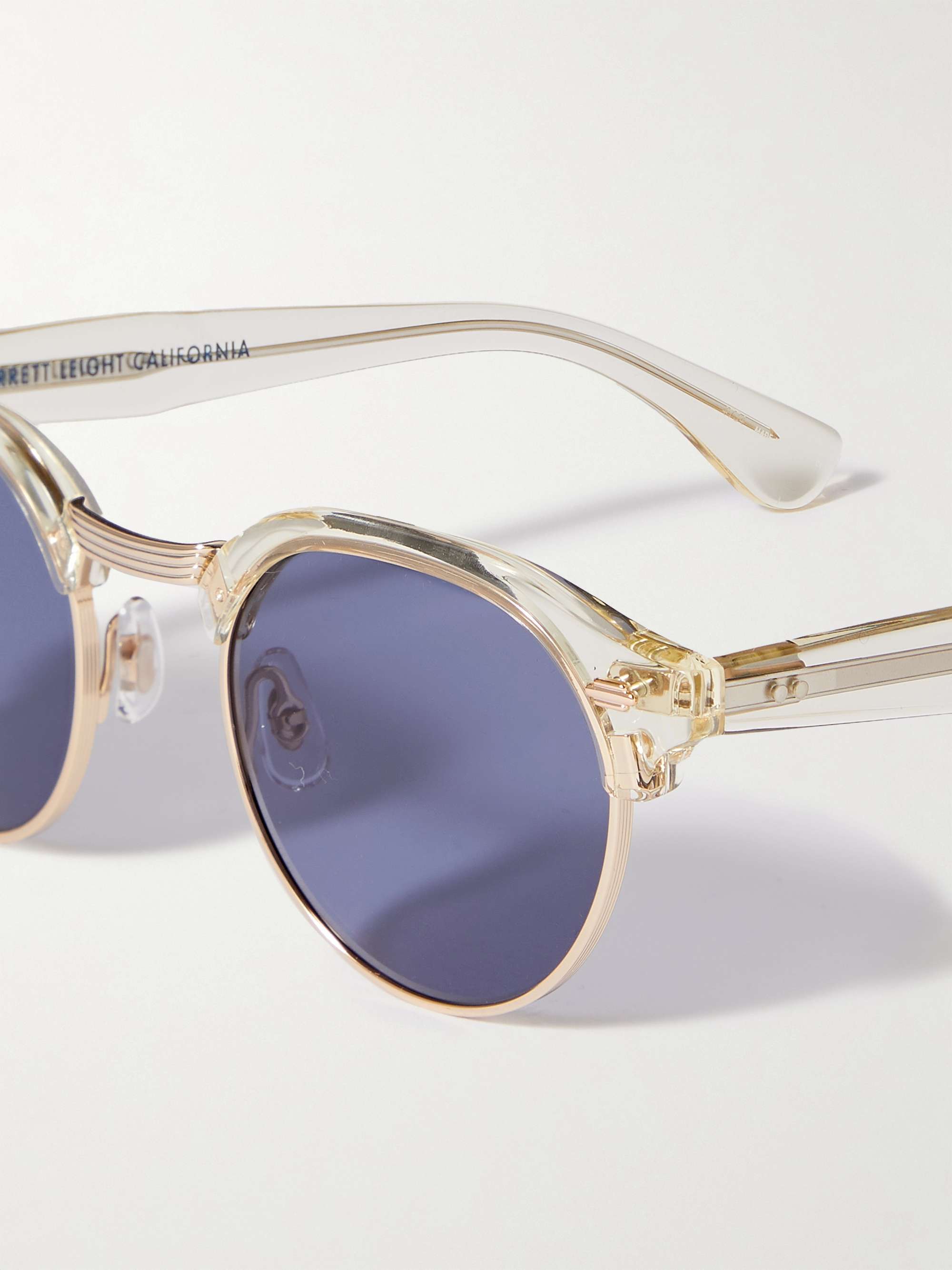 GARRETT LEIGHT CALIFORNIA OPTICAL Oakwood Round-Frame Acetate and Gold-Tone Sunglasses