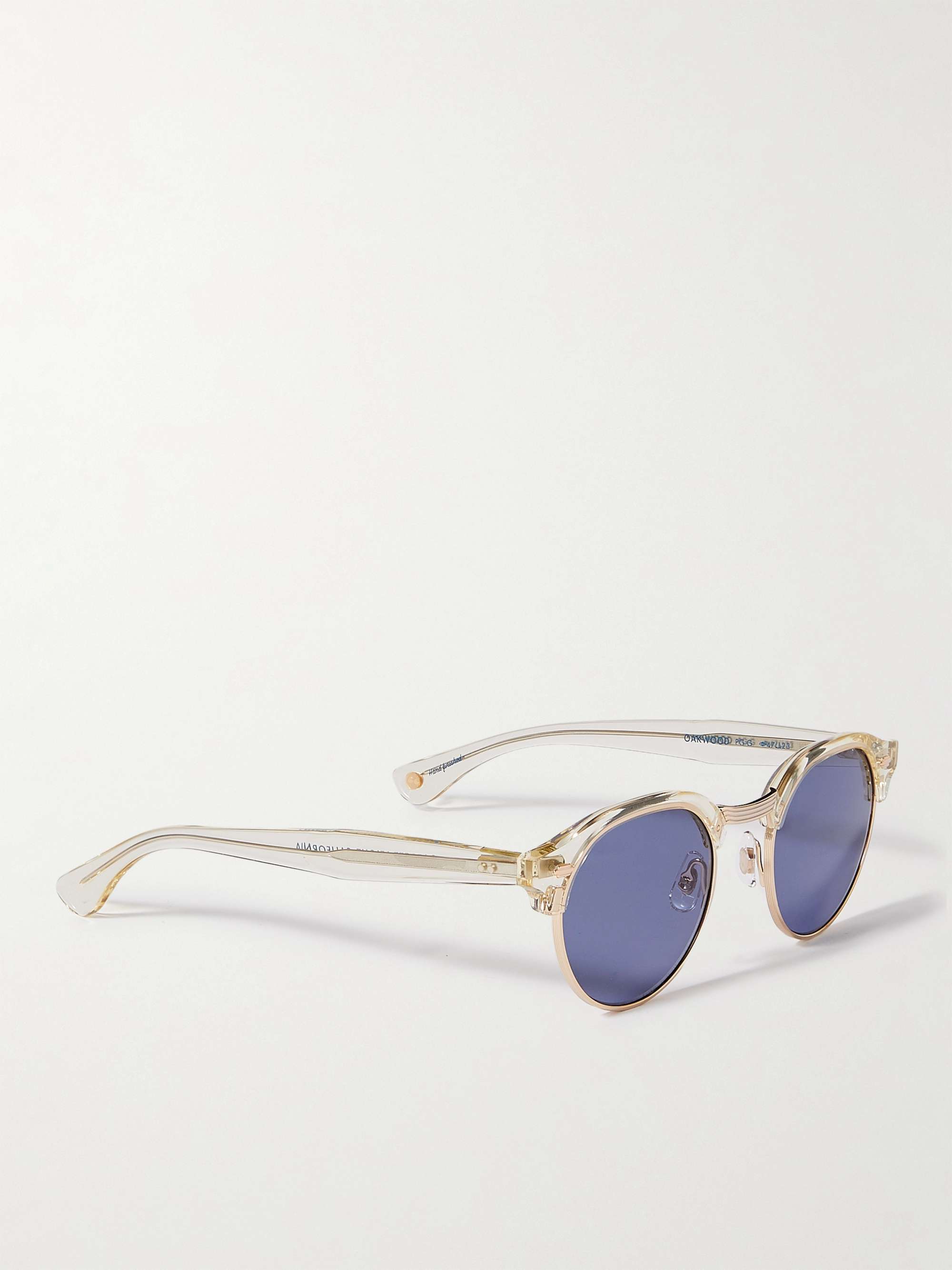 GARRETT LEIGHT CALIFORNIA OPTICAL Oakwood Round-Frame Acetate and Gold-Tone Sunglasses