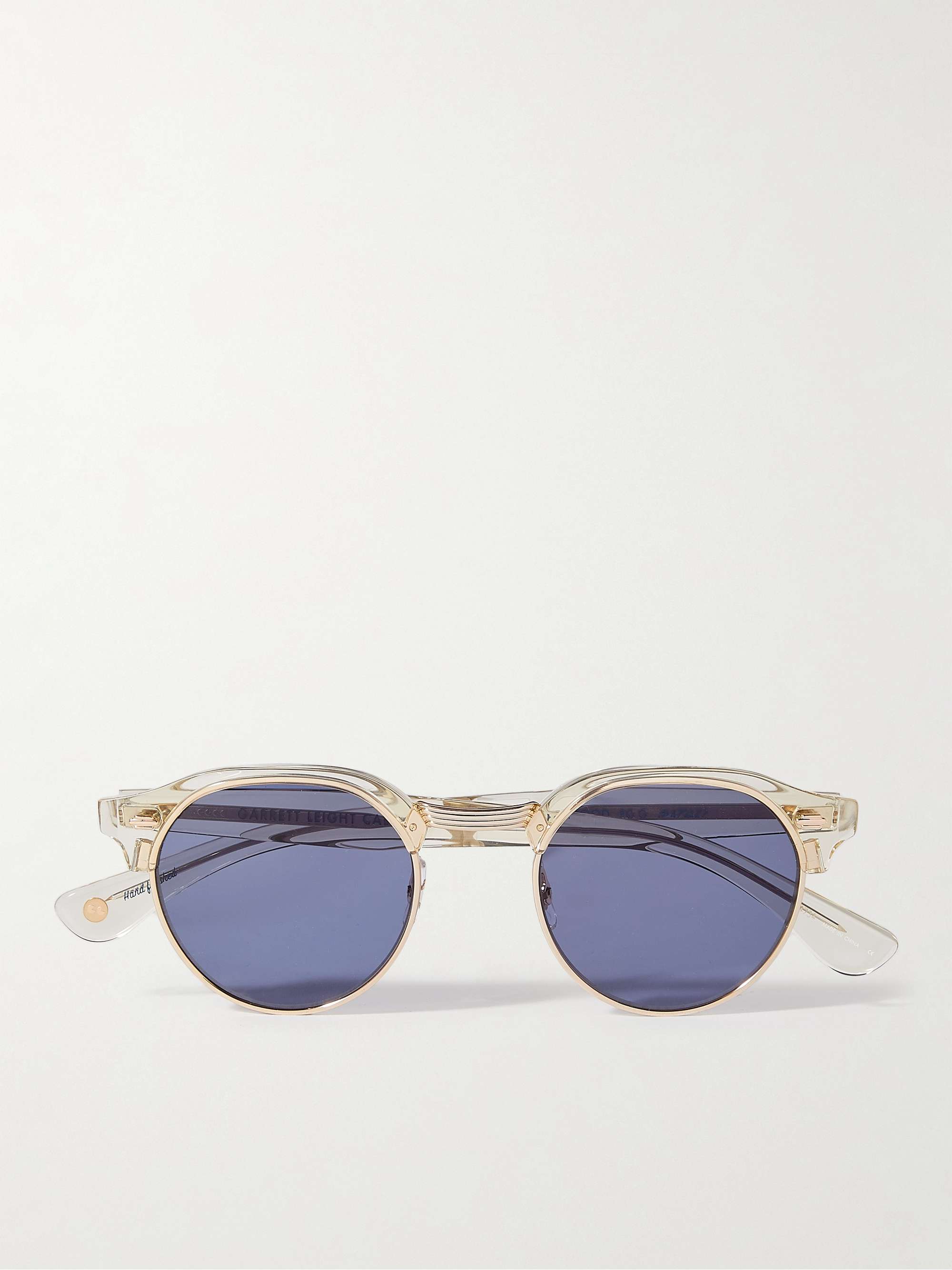 GARRETT LEIGHT CALIFORNIA OPTICAL Oakwood Round-Frame Acetate and Gold-Tone Sunglasses