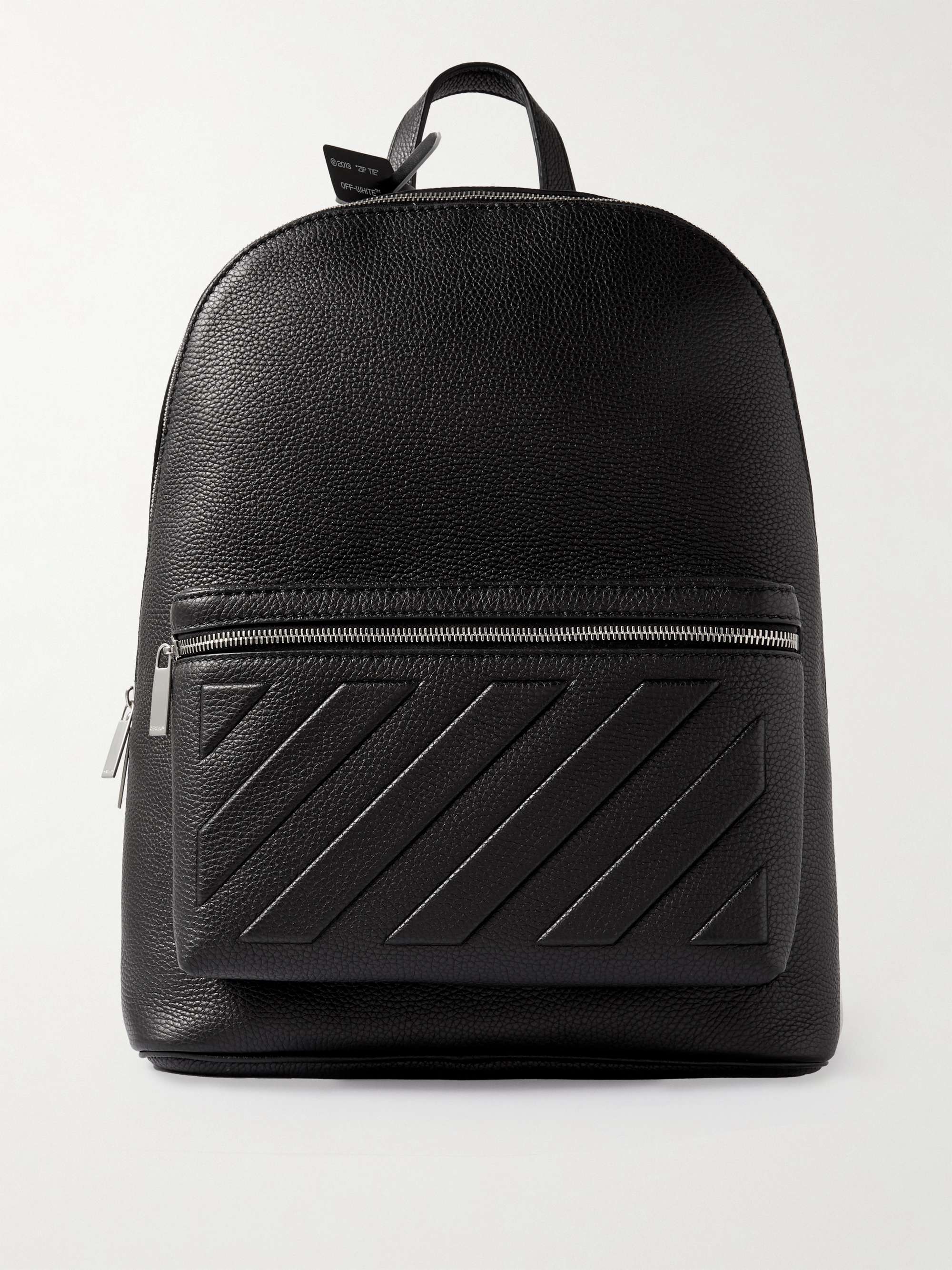 Off-White Black Leather Binder Backpack