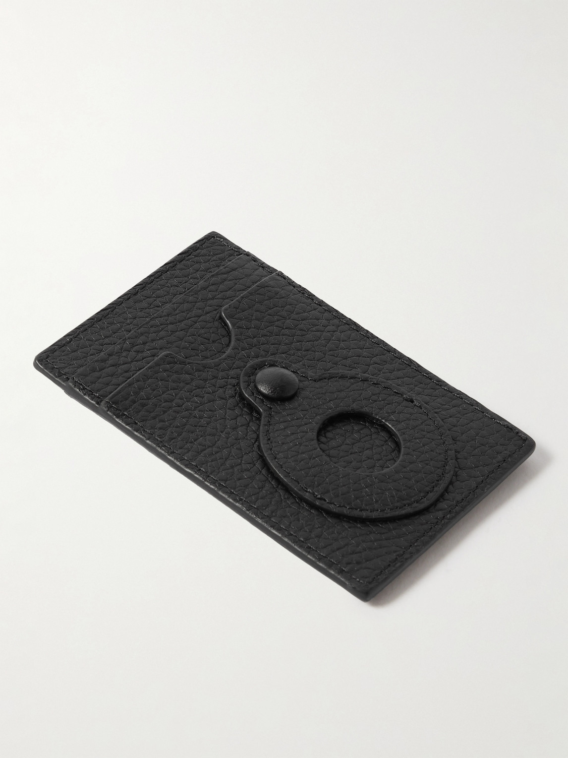 Shop Off-white Logo-debossed Full-grain Leather Cardholder In Black