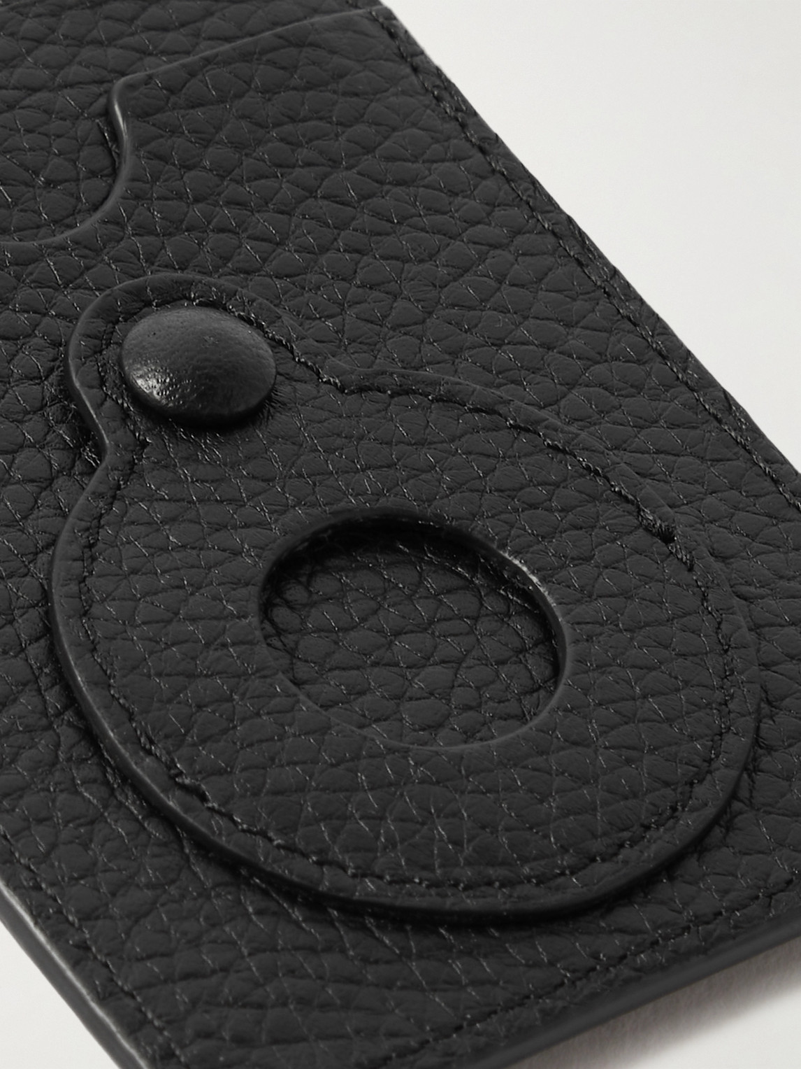 Shop Off-white Logo-debossed Full-grain Leather Cardholder In Black
