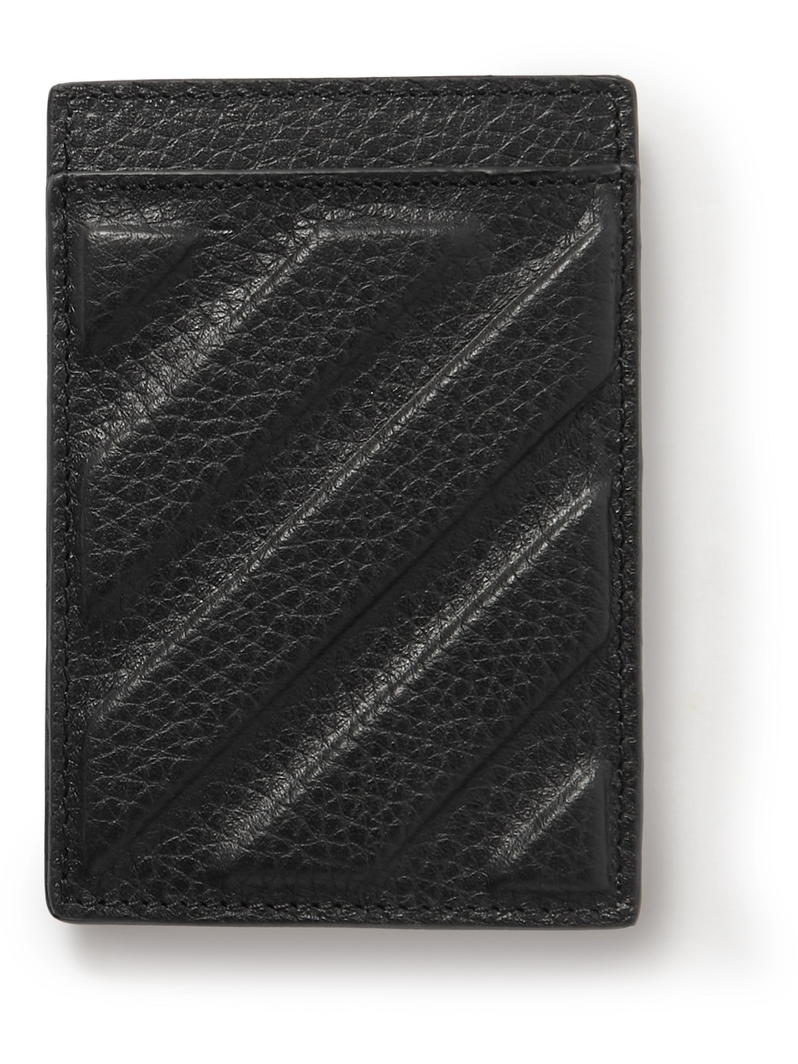 Off-white Logo-debossed Full-grain Leather Cardholder In Black