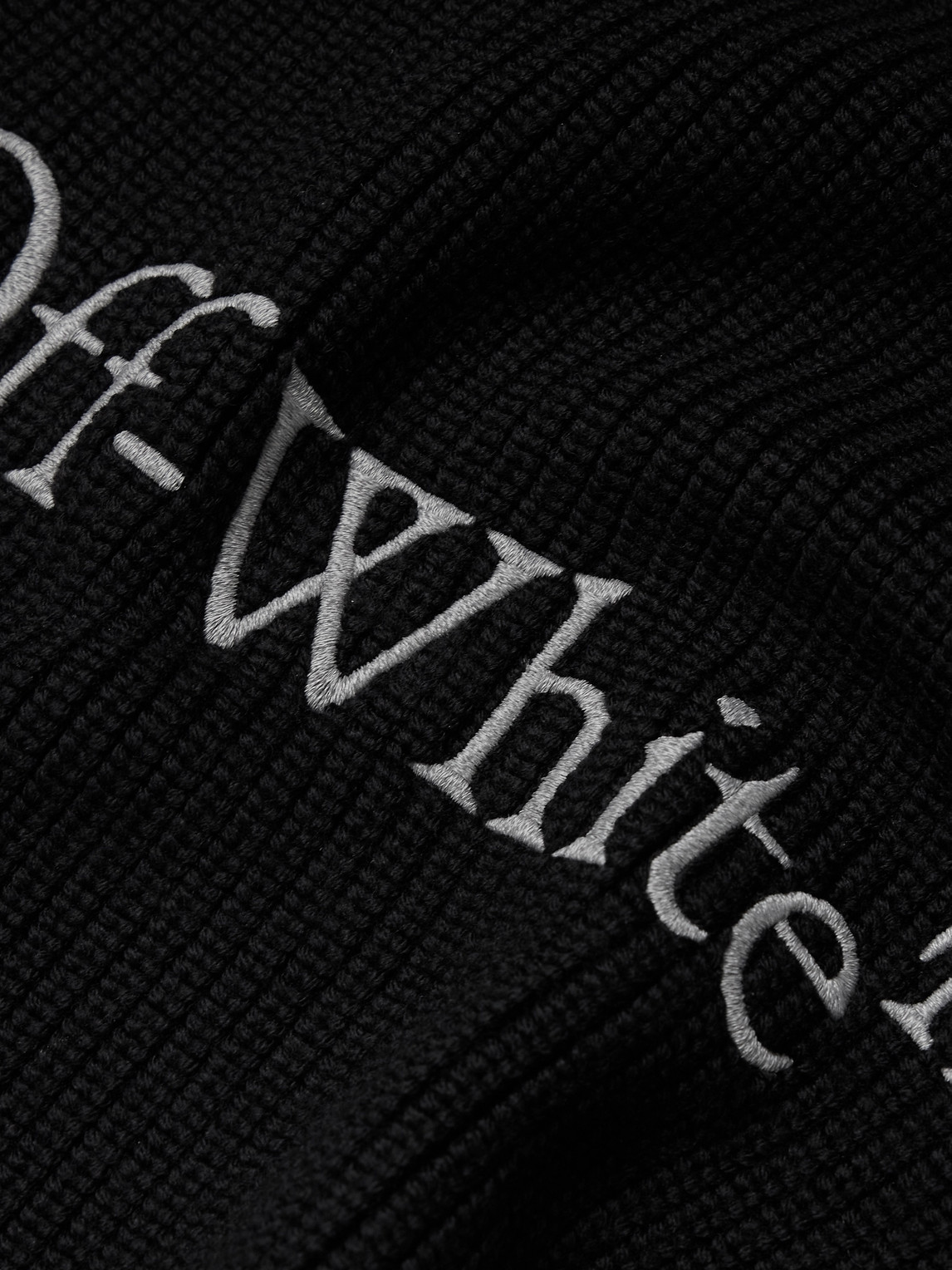 Shop Off-white Bookish Logo-embroidered Virgin Wool Scarf In Black