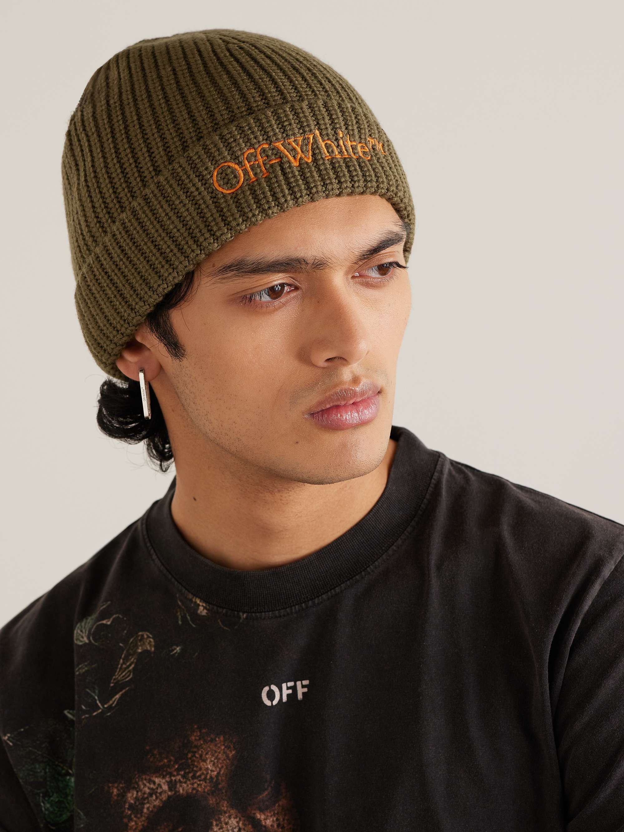 OFF-WHITE Bookish Logo-Embroiderd Ribbed Virgin Wool Beanie for Men ...