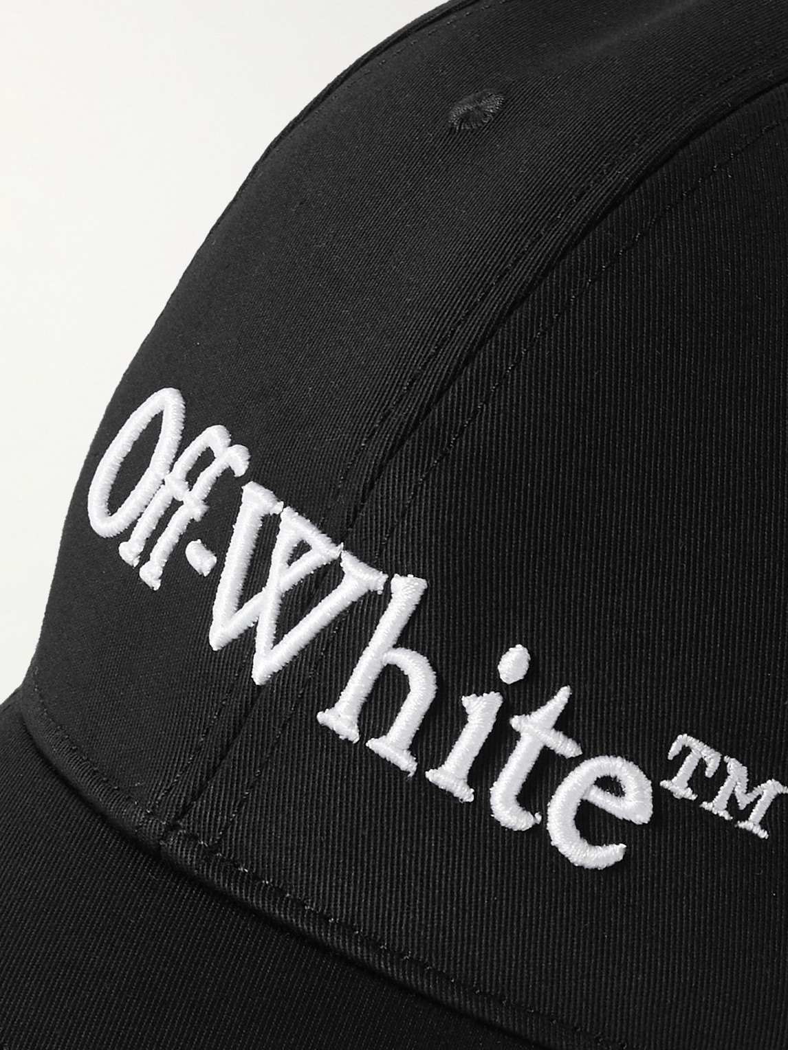 Shop Off-white Logo-embroidered Cotton-gabardine Baseball Cap In Black