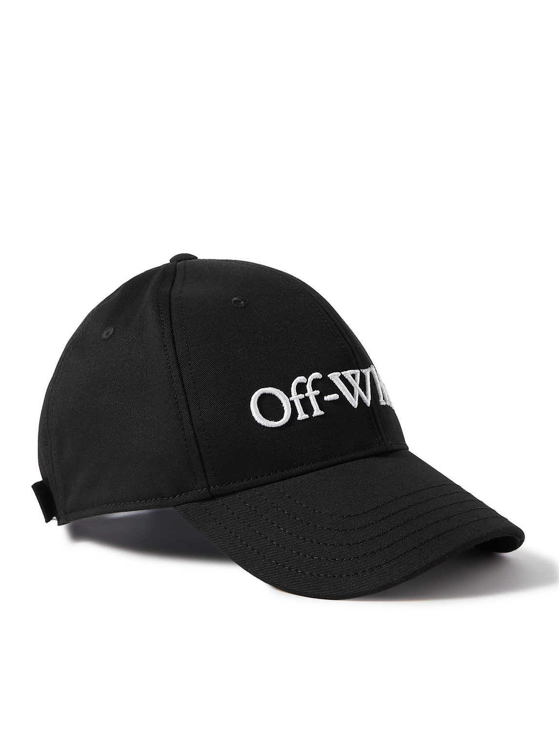 Shop Off-white Logo-embroidered Cotton-gabardine Baseball Cap In Black