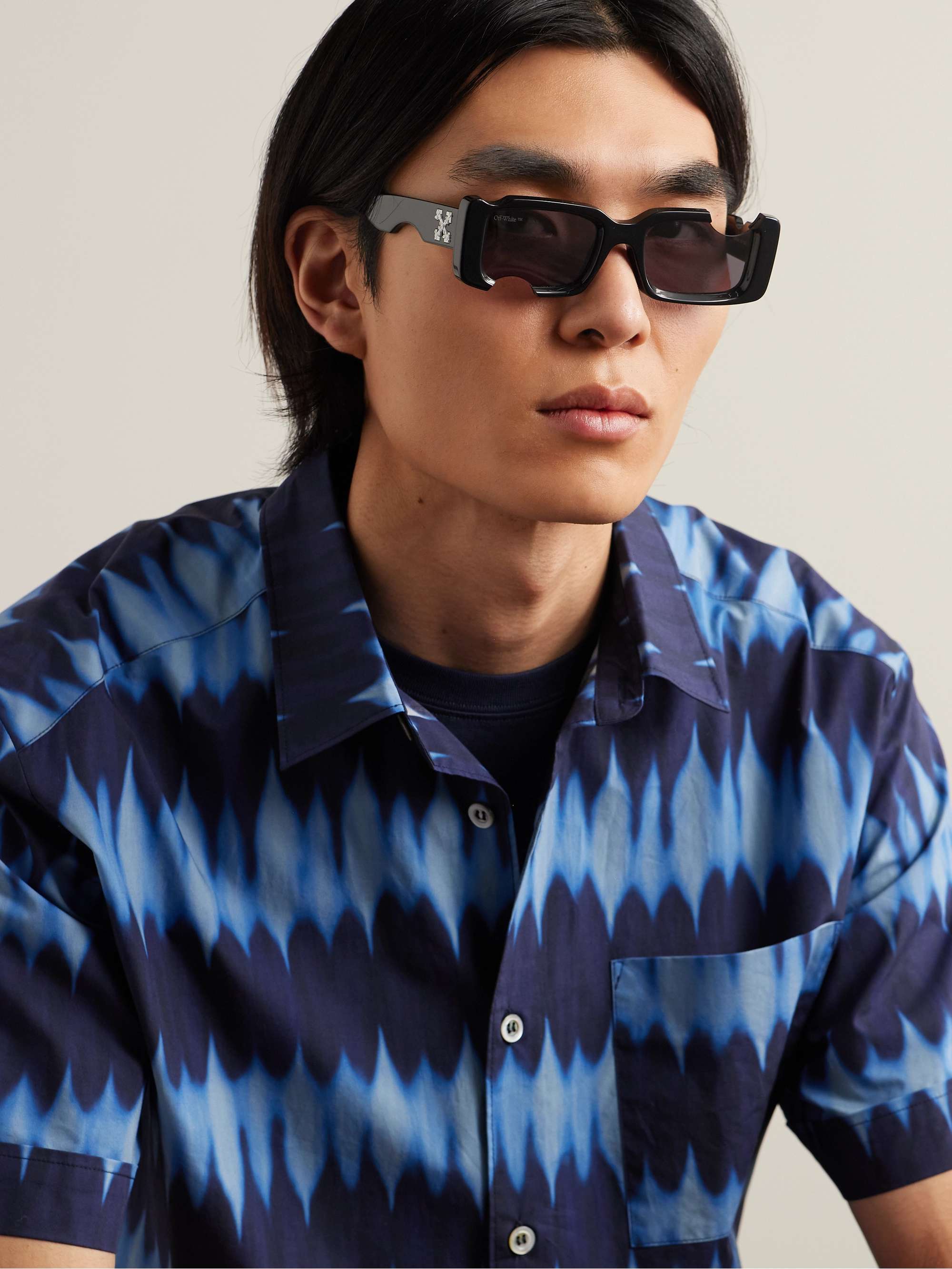 OFF-WHITE Virgil Rectangle-frame Sunglasses - Blue - Realry: A