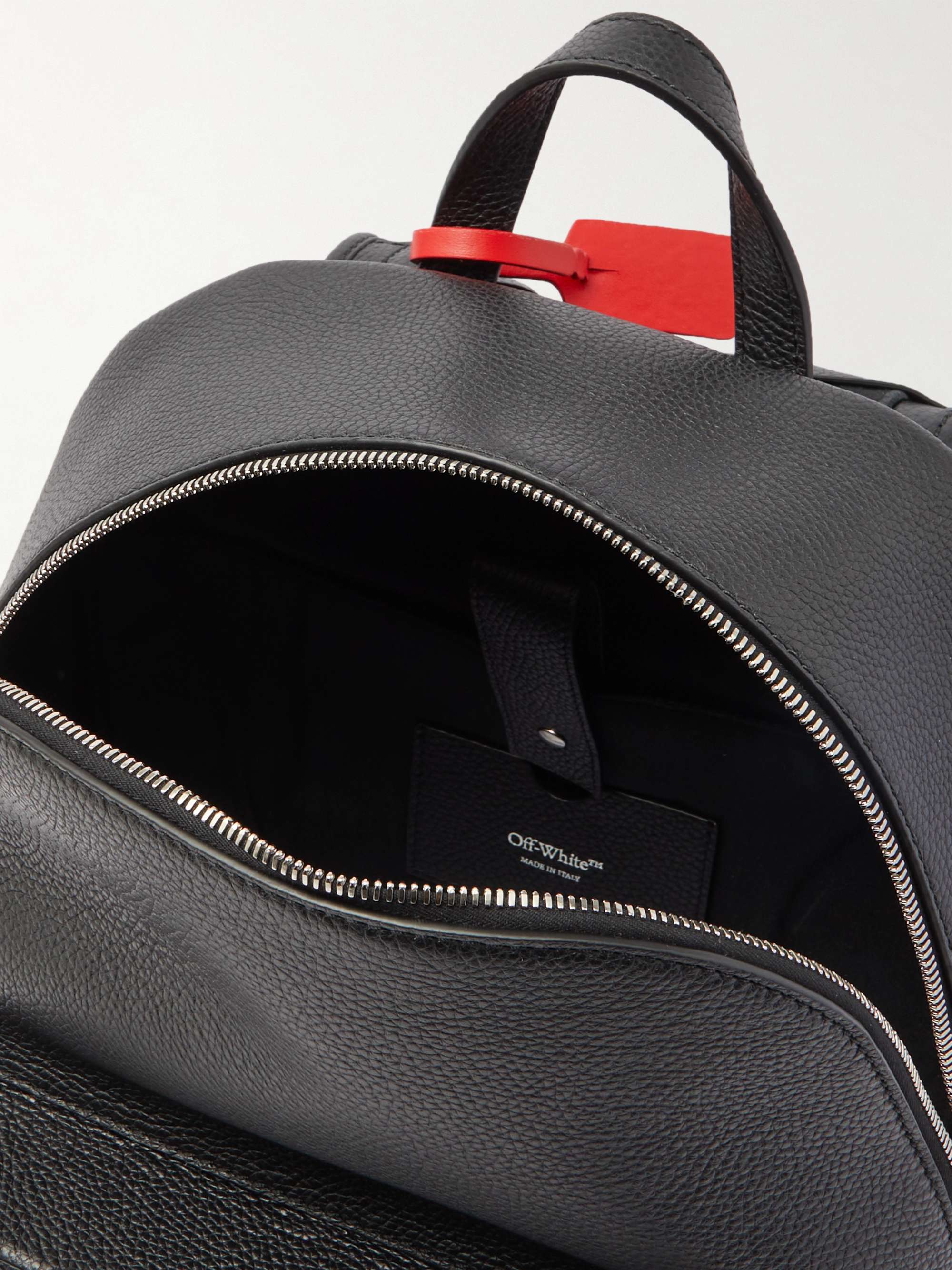 OFF-WHITE Binder Embossed Full-Grain Leather Backpack