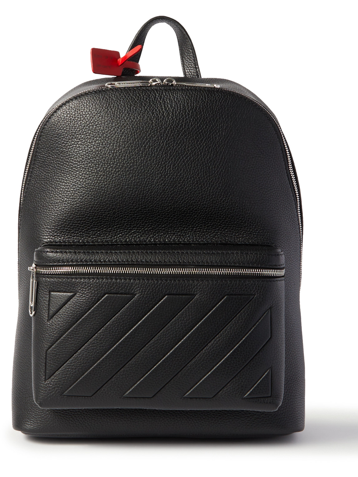 Off-white Binder Embossed Full-grain Leather Backpack In Black