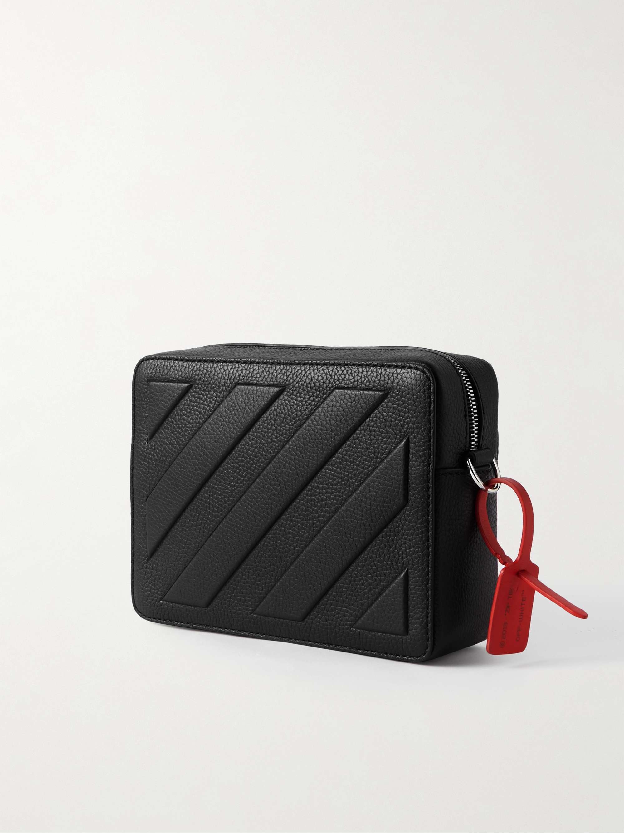 OFF-WHITE Binder Logo-Print Embossed Full-Grain Leather Messenger Bag