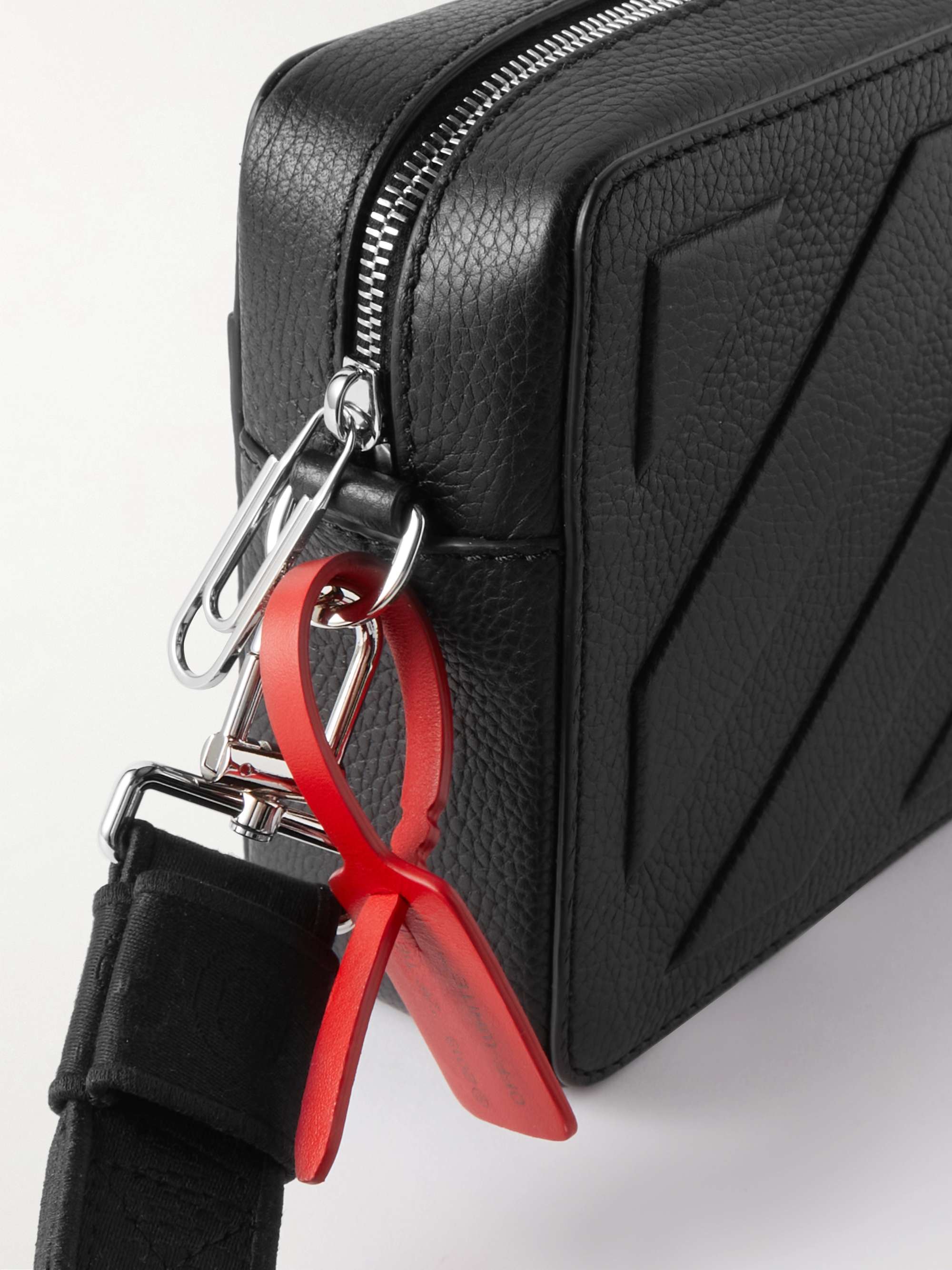 OFF-WHITE Binder Logo-Print Embossed Full-Grain Leather Messenger Bag