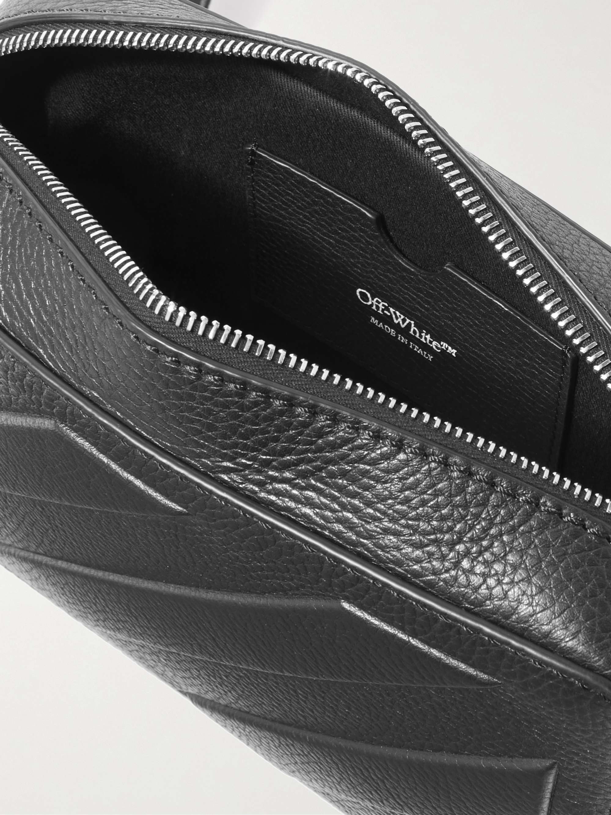 OFF-WHITE Binder Logo-Print Embossed Full-Grain Leather Messenger Bag