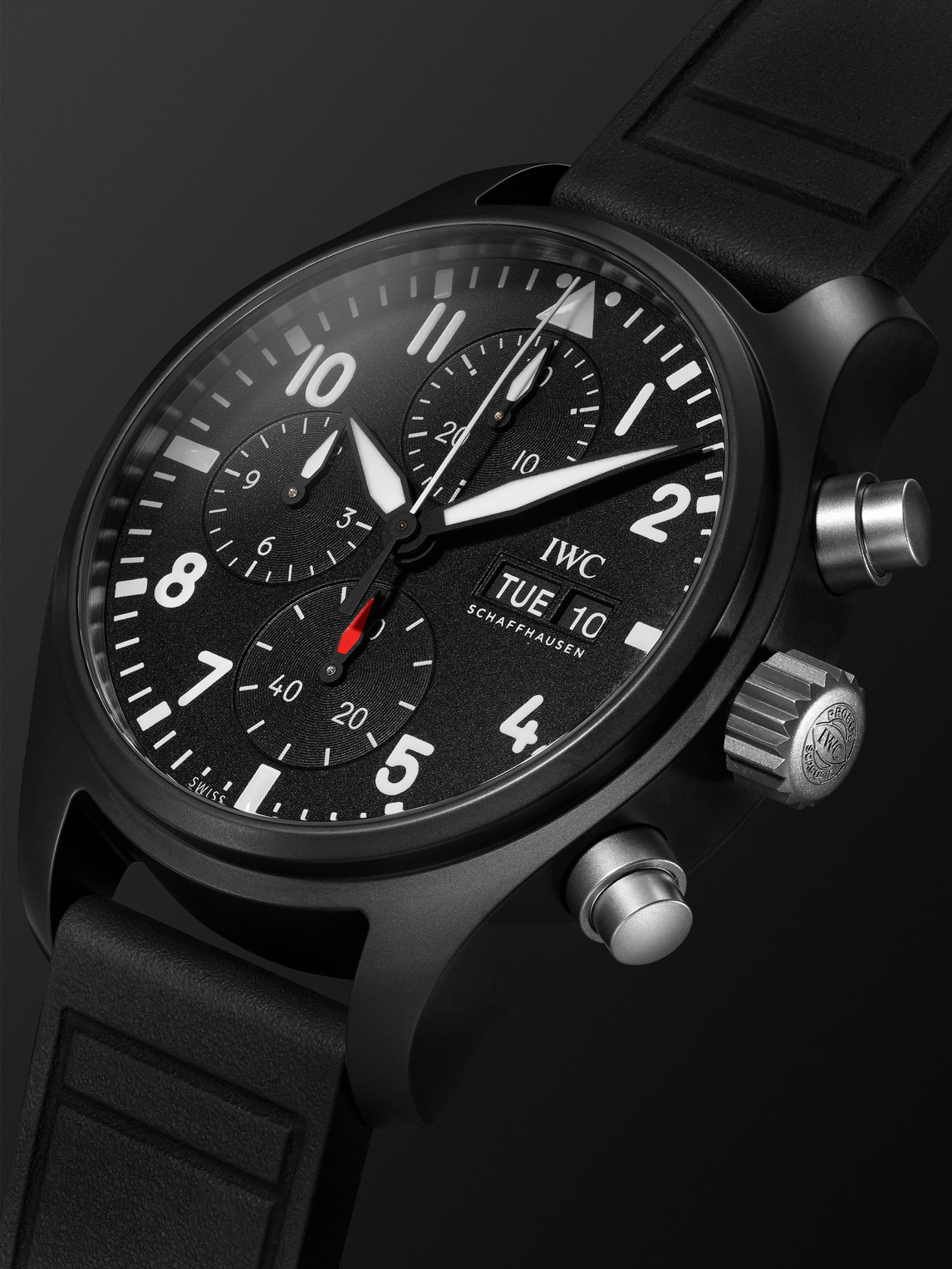 Shop Iwc Schaffhausen Pilot's Watch Automatic Chronograph 41mm Ceramic And Rubber Watch, Ref. No. Iwiw389401 In Black