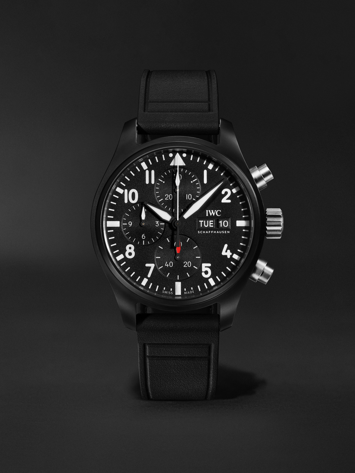 IWC SCHAFFHAUSEN Pilot's Watch Automatic Chronograph 41mm Ceramic and Rubber Watch, Ref. No. IWIW389401 - Men