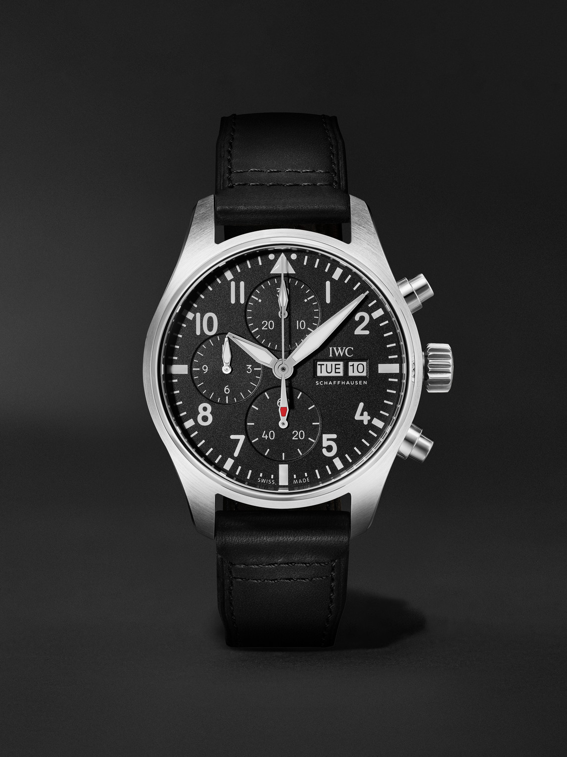 IWC SCHAFFHAUSEN Pilot's Automatic Chronograph 41mm Stainless Steel and Leather Watch, Ref. No. IWIW388111 - Men