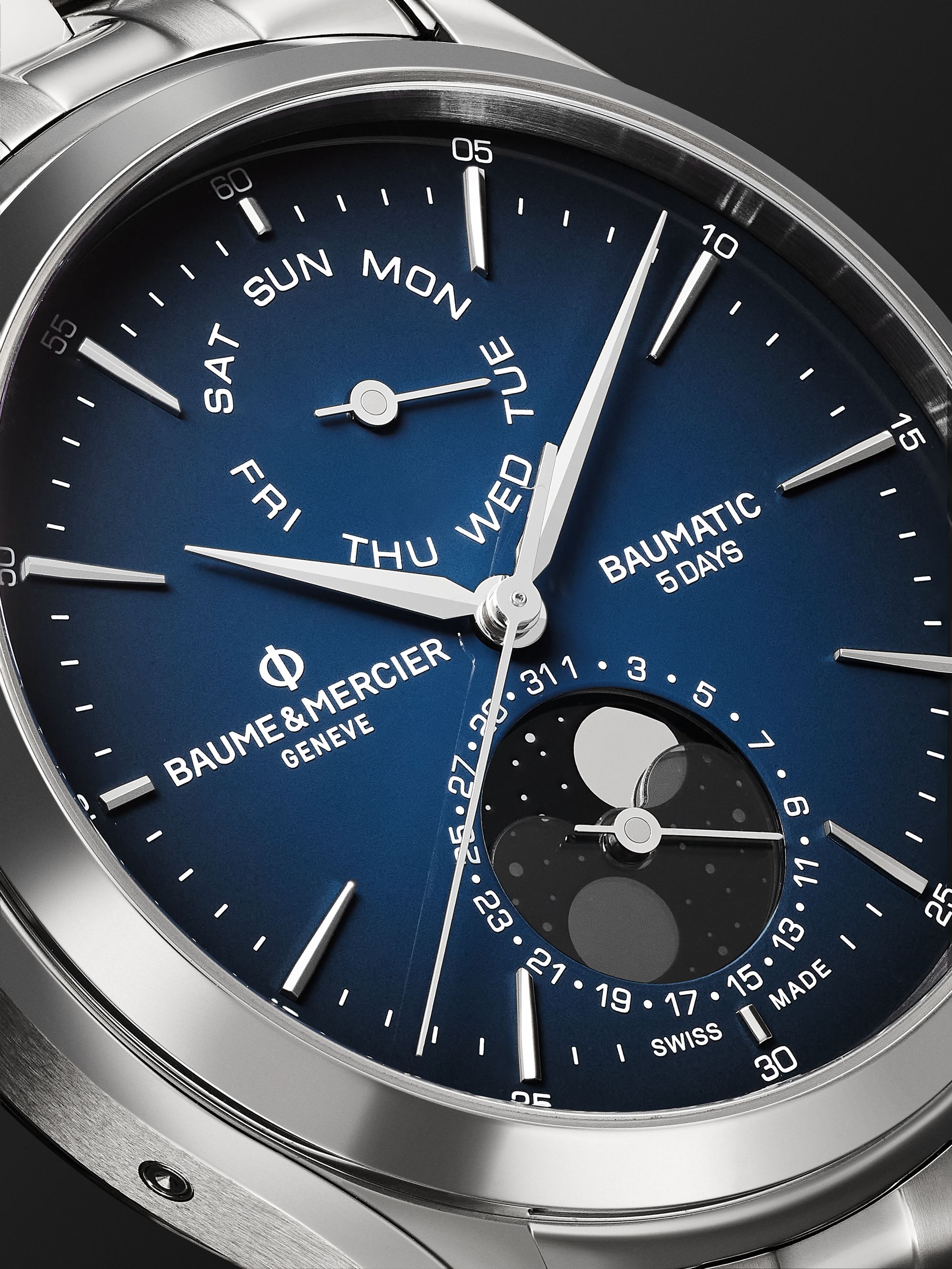 BAUME & MERCIER Clifton Automatic Moon-Phase 42mm Stainless Steel Watch, Ref. No. M0A10725