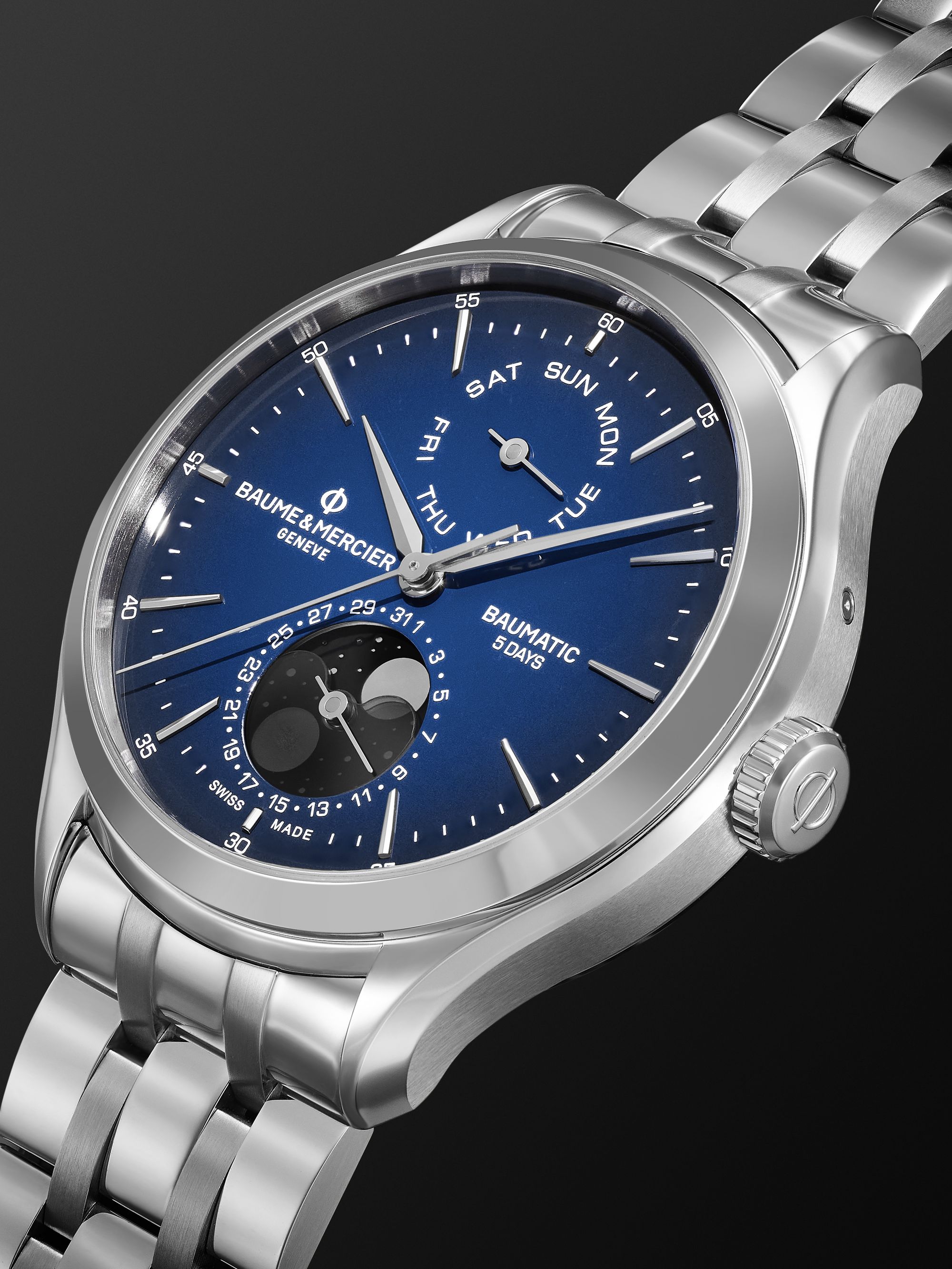 BAUME & MERCIER Clifton Automatic Moon-Phase 42mm Stainless Steel Watch, Ref. No. M0A10725