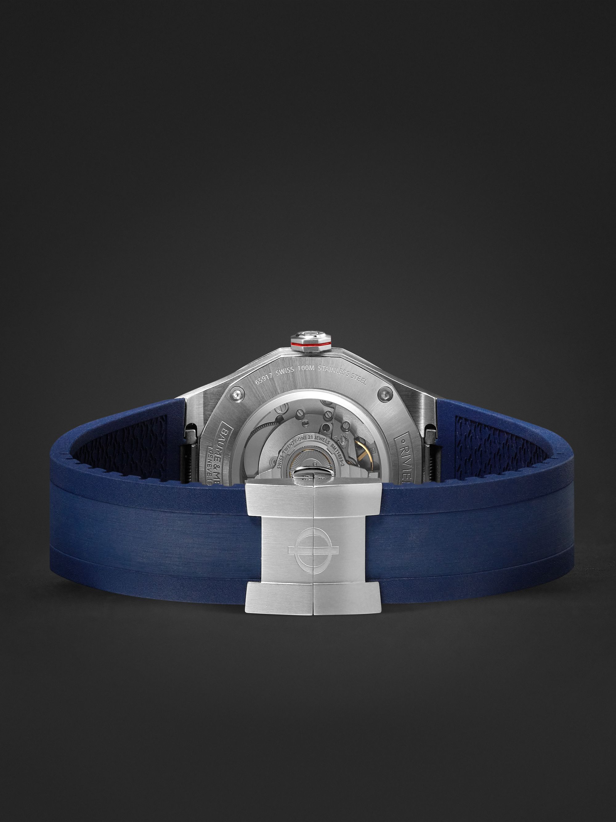 BAUME & MERCIER Riviera Automatic GMT 42mm Stainless Steel and Rubber Watch, Ref. No. 10659