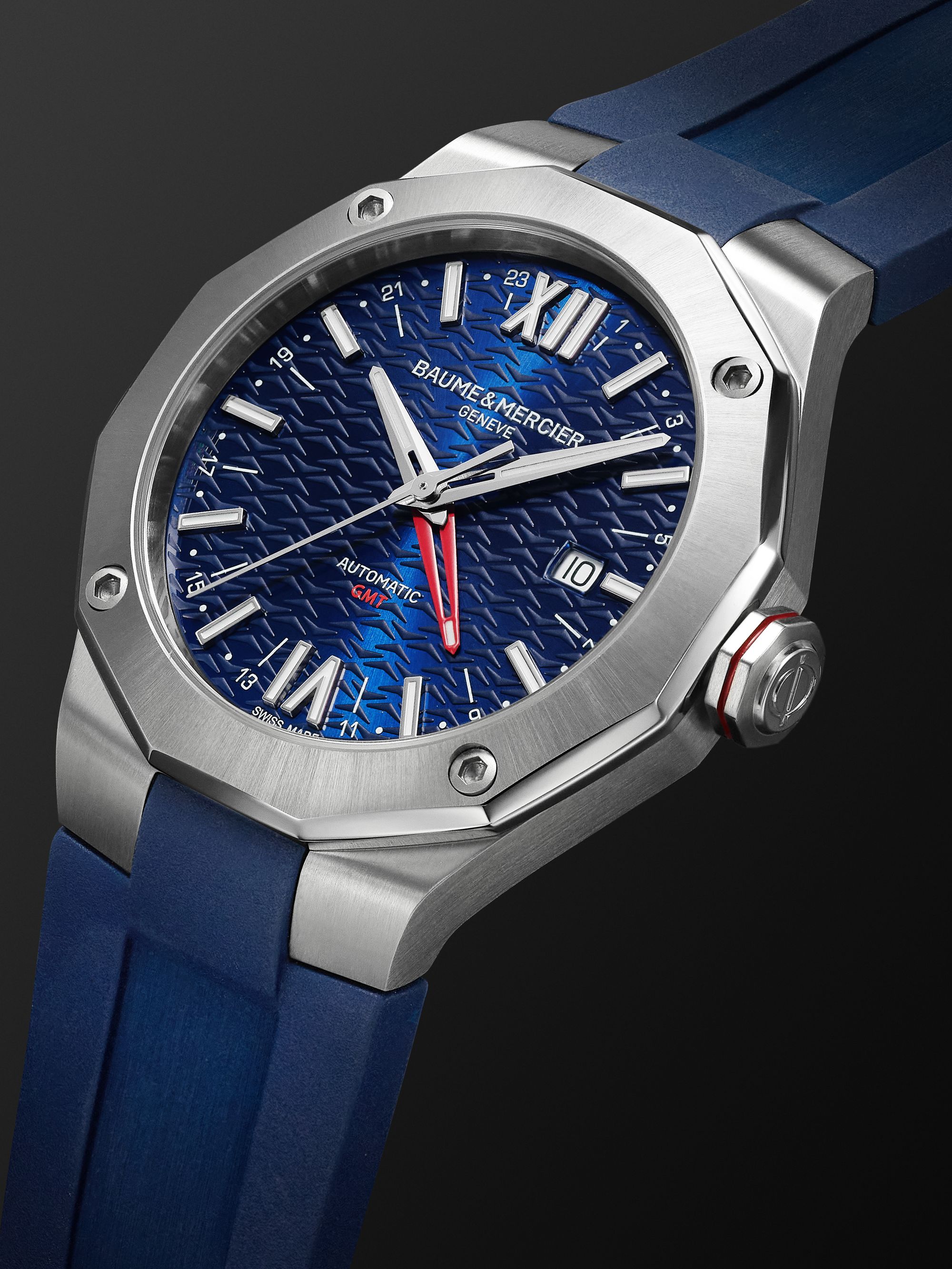 BAUME & MERCIER Riviera Automatic GMT 42mm Stainless Steel and Rubber Watch, Ref. No. 10659