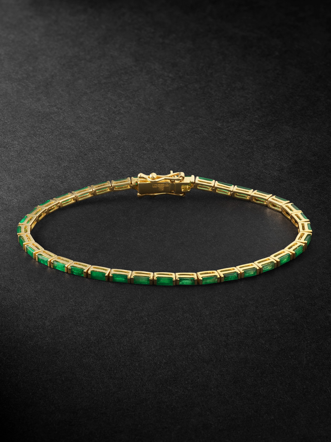 KOLOURS JEWELRY 14-Karat Gold Emerald Tennis Bracelet - Men