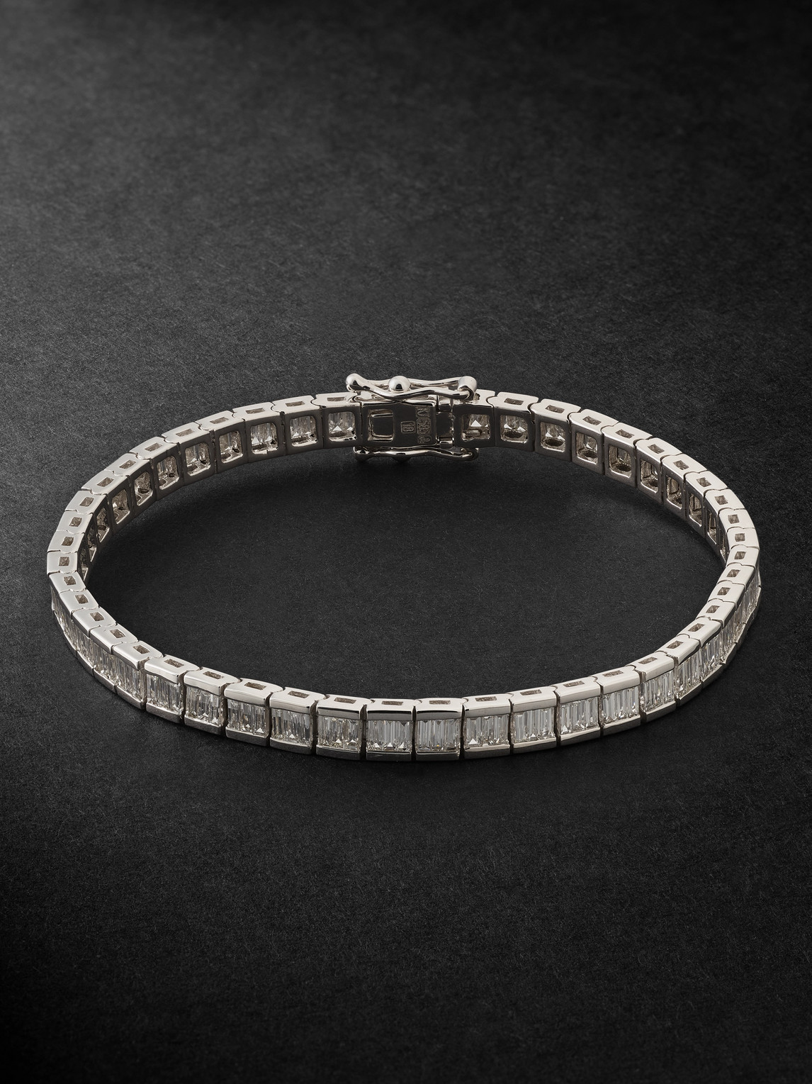 KOLOURS JEWELRY 14-Karat White Gold Diamond Tennis Bracelet - Men